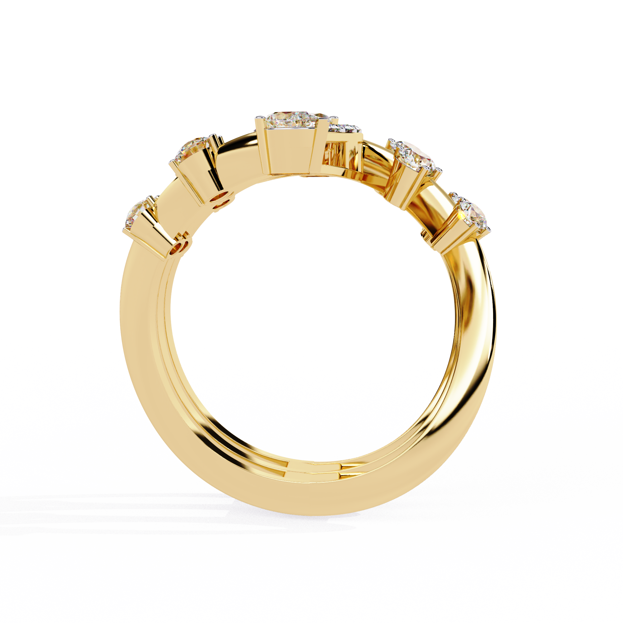 Solitairekart - 1.18 ct Lab Grown Diamond Cascade Ring in 14k Yellow Gold
