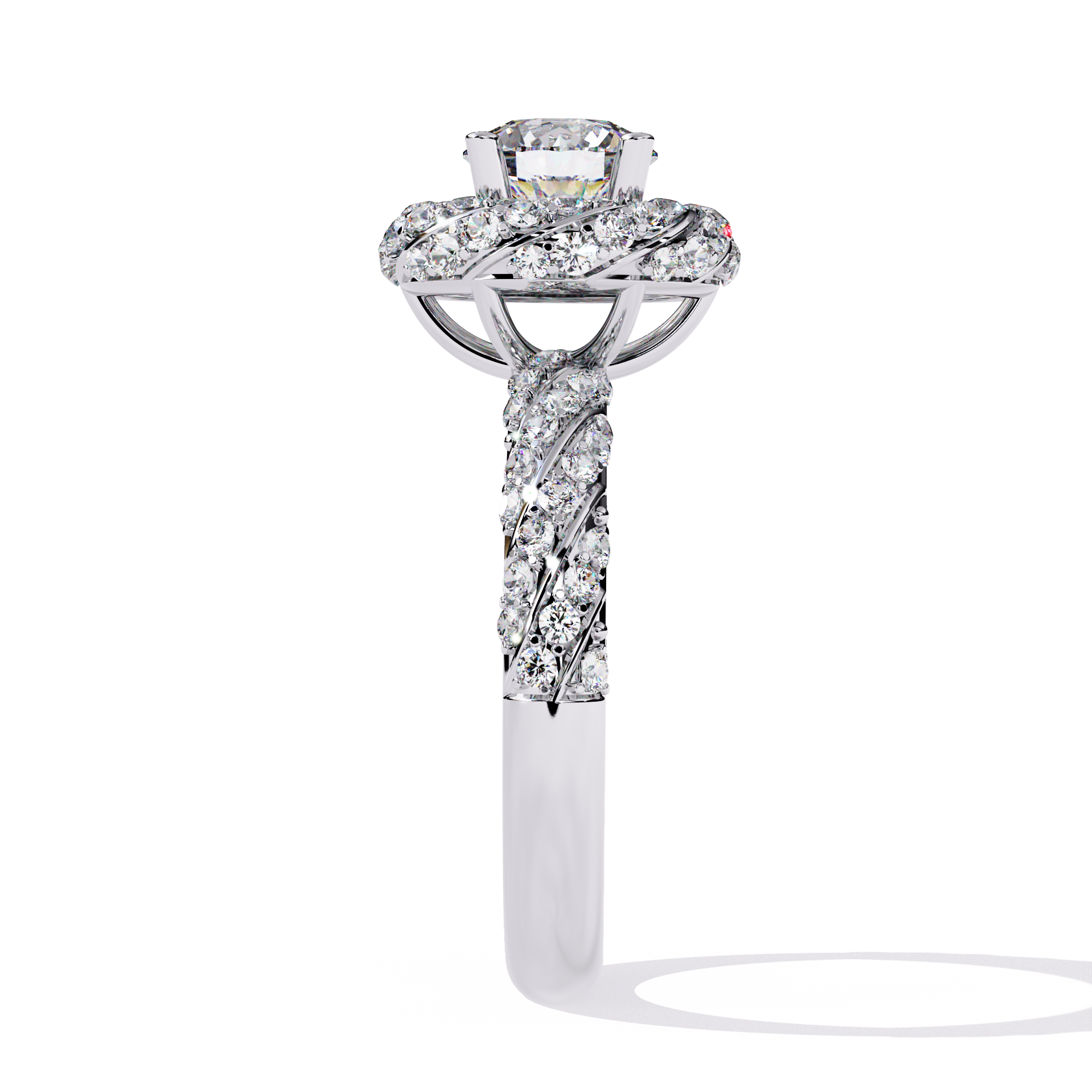 Solitairekart 1.44 ct Lab Grown Diamond Swirling Halo Ring in 14k Yellow Gold