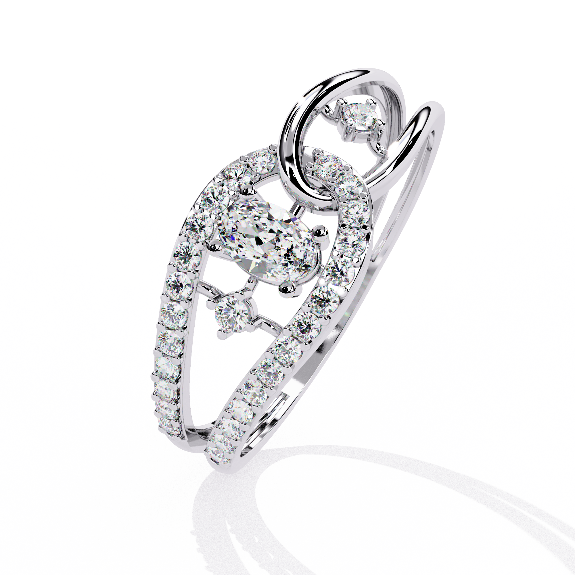 Solitairekart-0.34 CT Lab Grown Oval Diamond Link Halo Ring