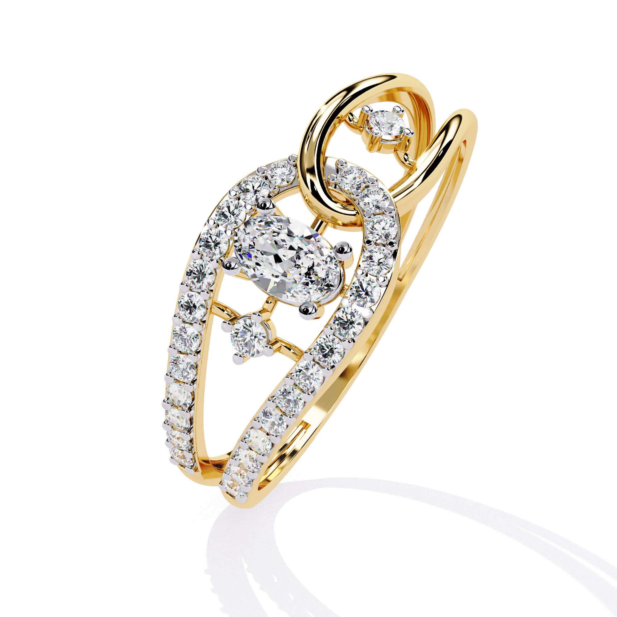 Solitairekart-0.34 CT Lab Grown Oval Diamond Link Halo Ring