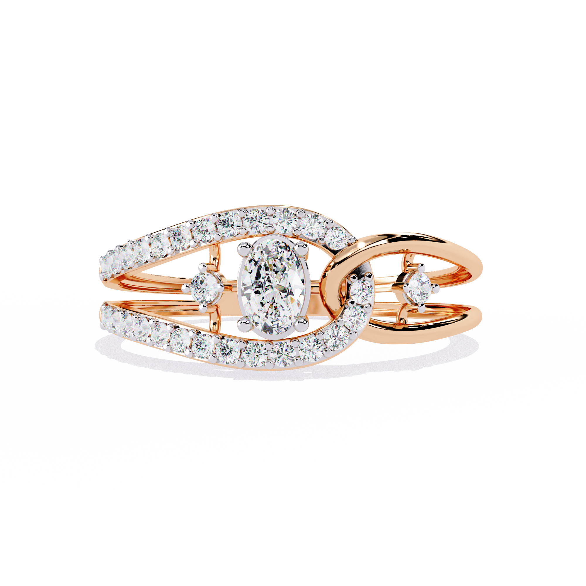 Solitairekart-0.34 CT Lab Grown Oval Diamond Link Halo Ring