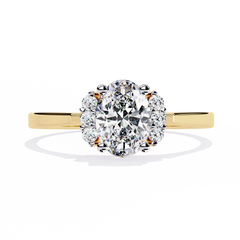 Solitairekart-0.72 CT Lab Grown Oval Halo Cluster Diamond Ring in 14K Yellow Gold