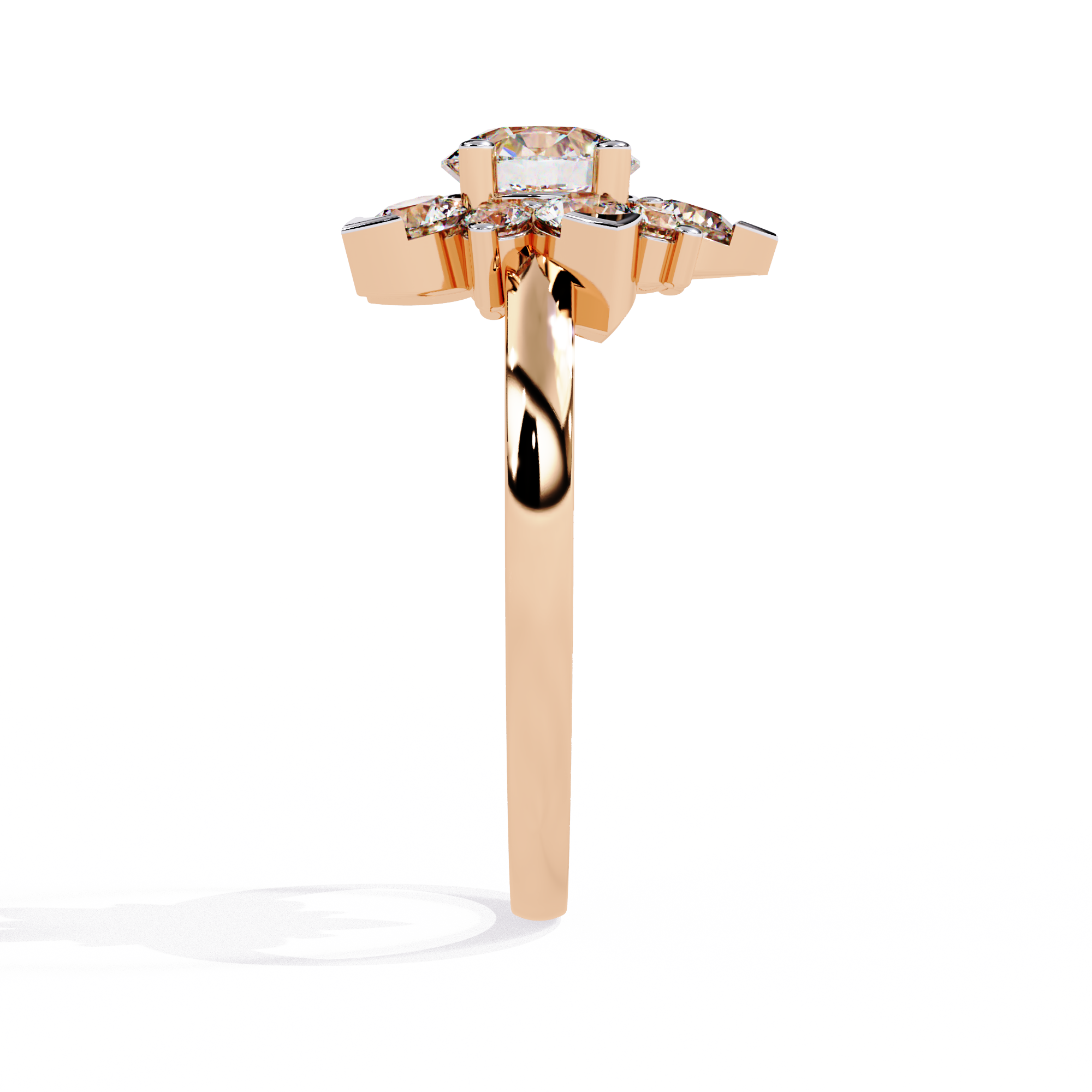 Solitairekart – 1.20 CT Floral Cluster Lab Grown Diamond Ring | 14K Yellow Gold