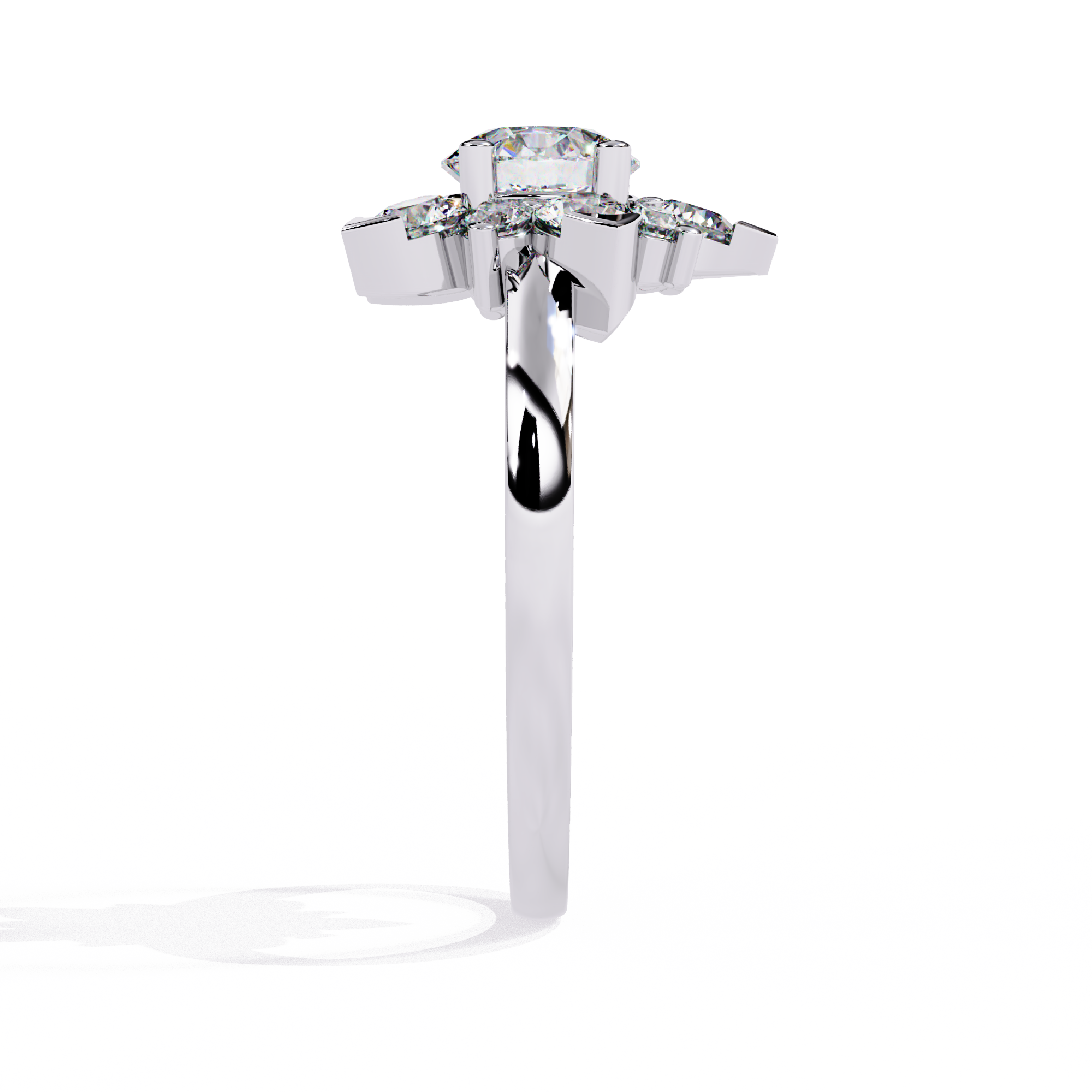 Solitairekart – 1.20 CT Floral Cluster Lab Grown Diamond Ring | 14K Yellow Gold