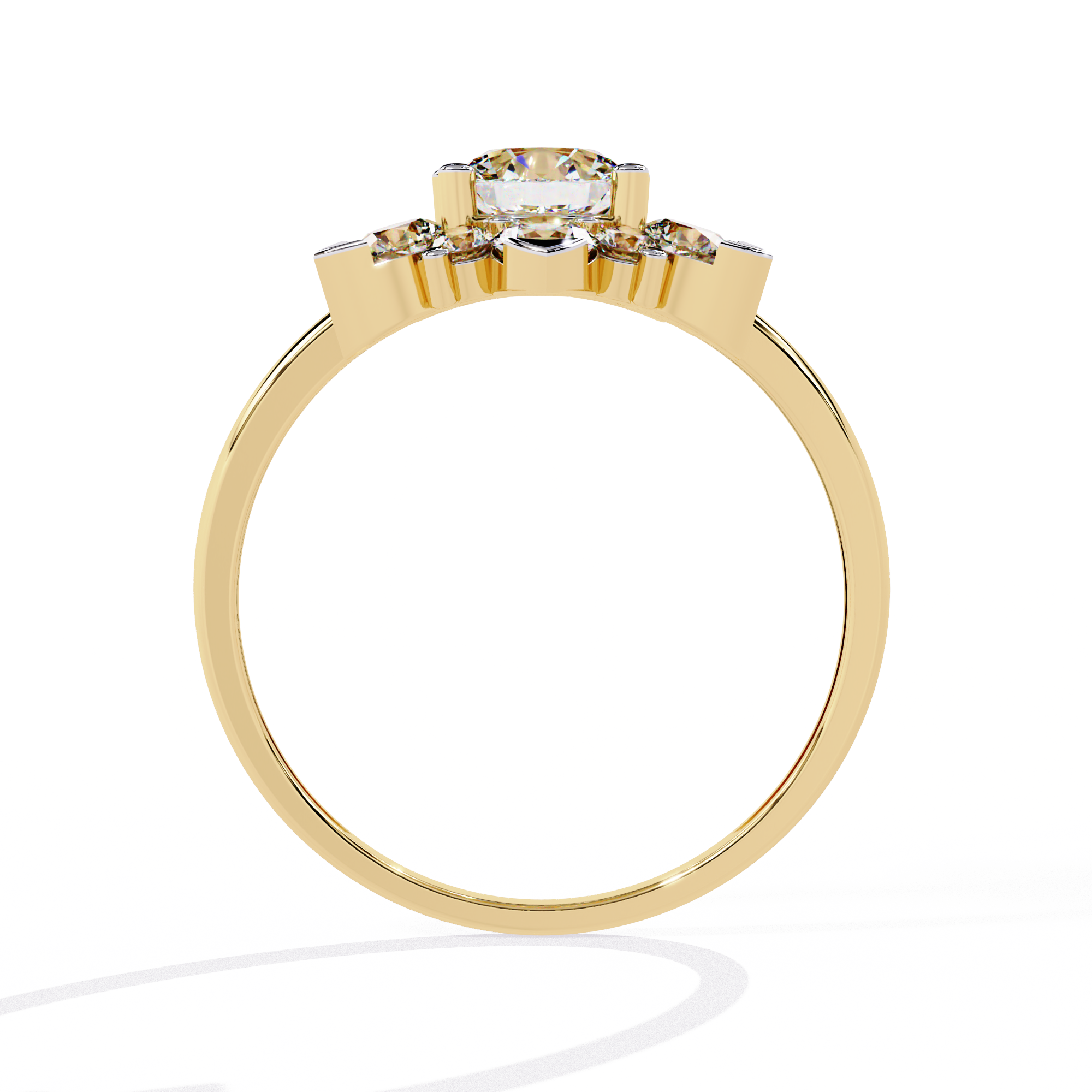 Solitairekart – 1.20 CT Floral Cluster Lab Grown Diamond Ring | 14K Yellow Gold