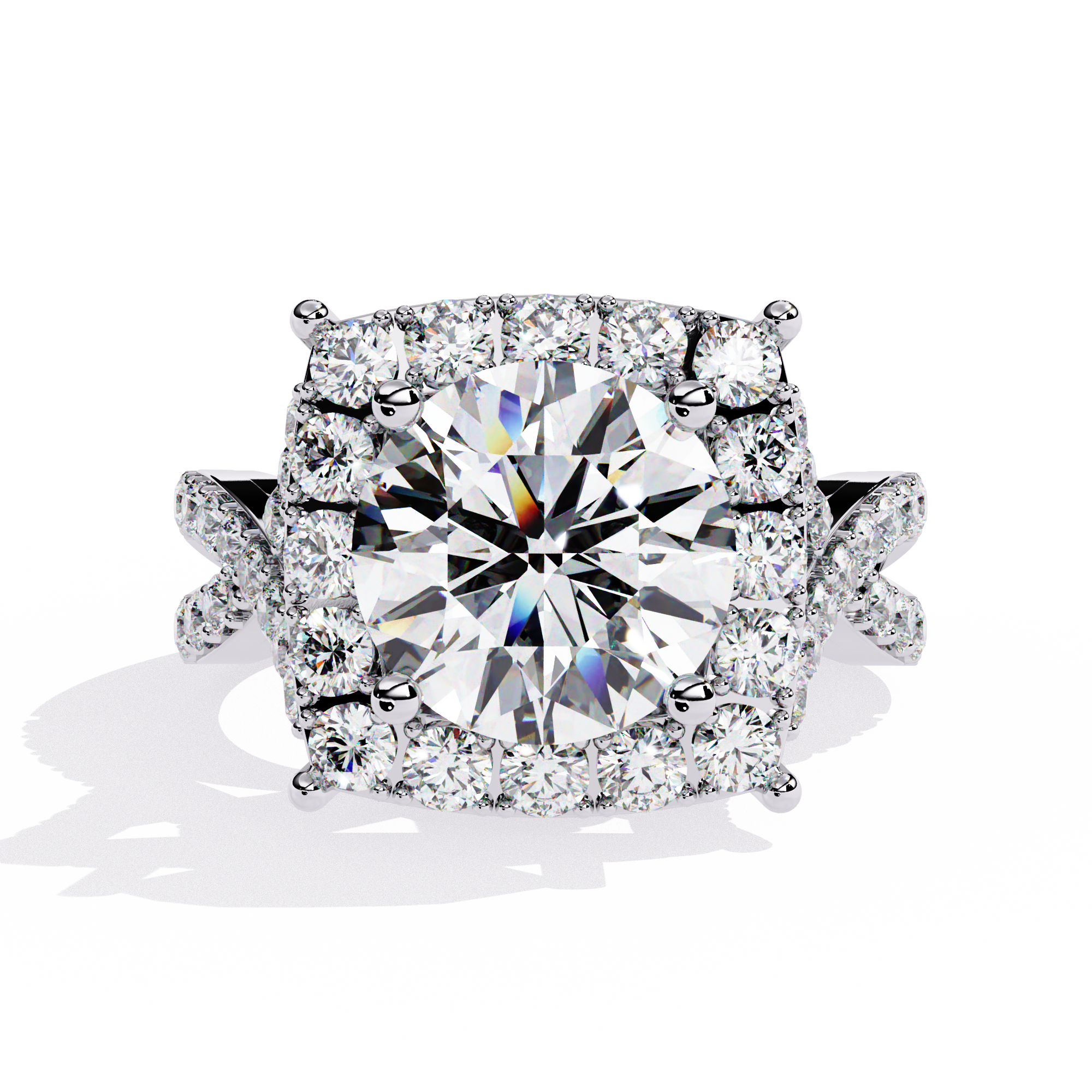 Solitairekart-3.4 CT Lab Grown Cushion Halo Majesty Diamond Ring