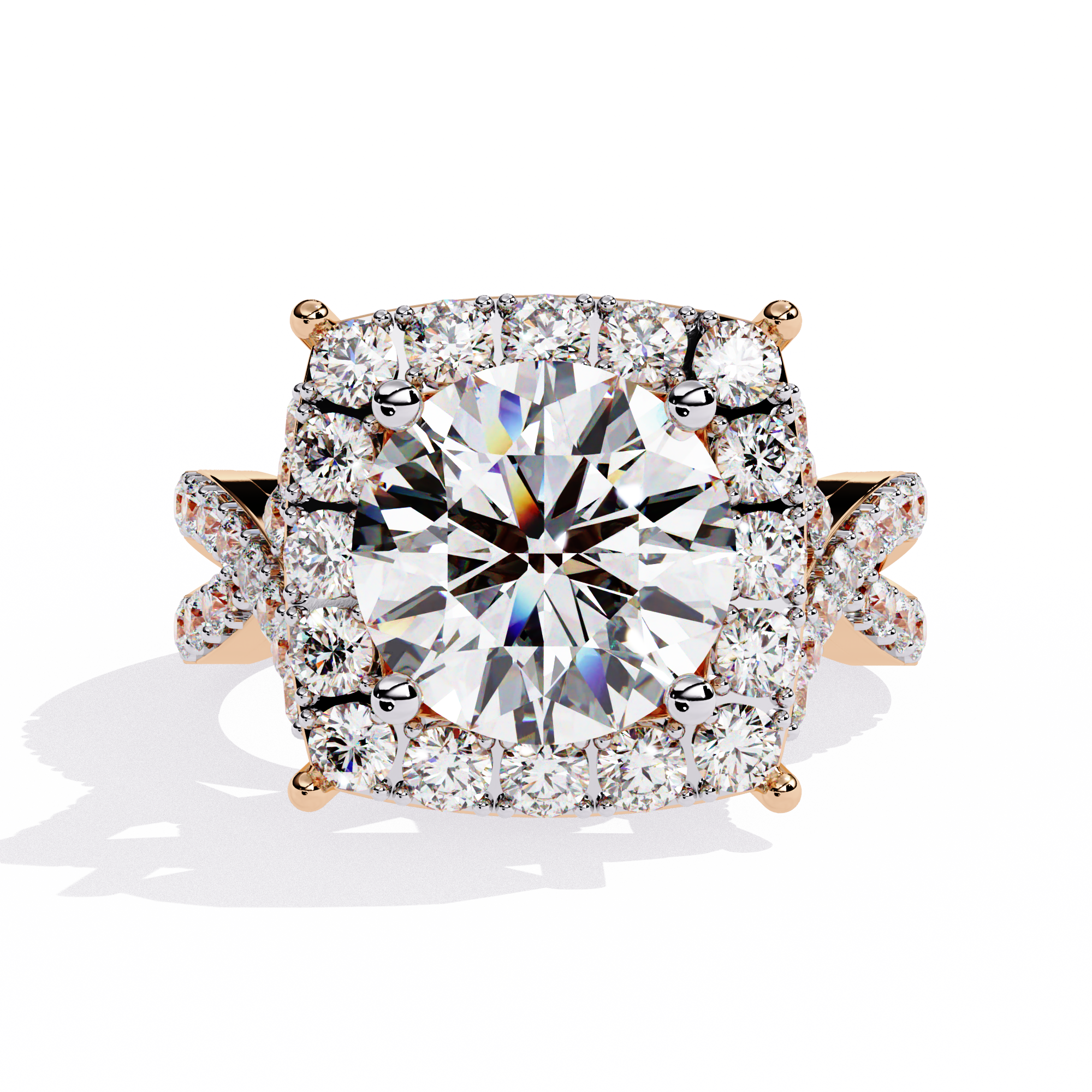 Solitairekart-3.4 CT Lab Grown Cushion Halo Majesty Diamond Ring