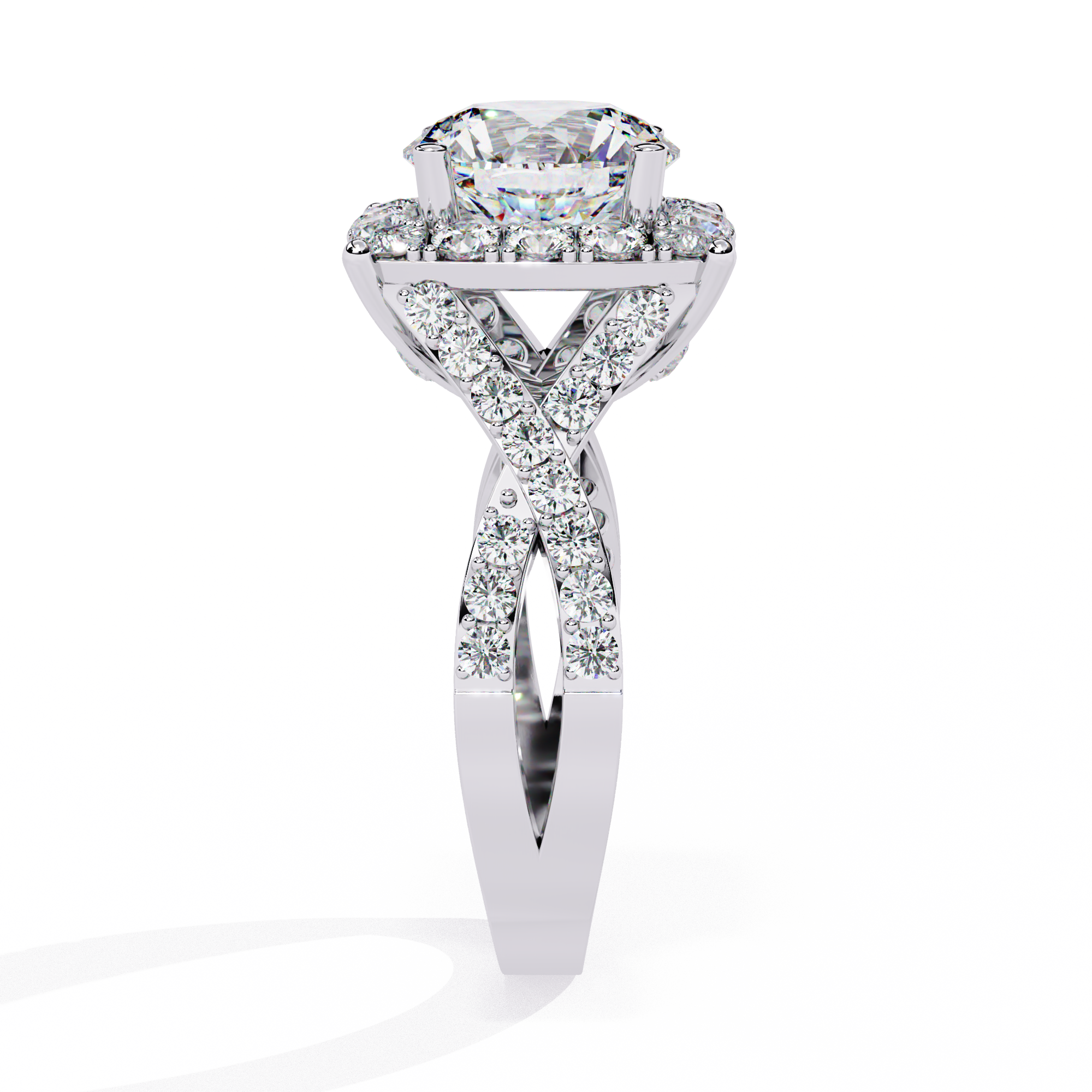Solitairekart-3.4 CT Lab Grown Cushion Halo Majesty Diamond Ring