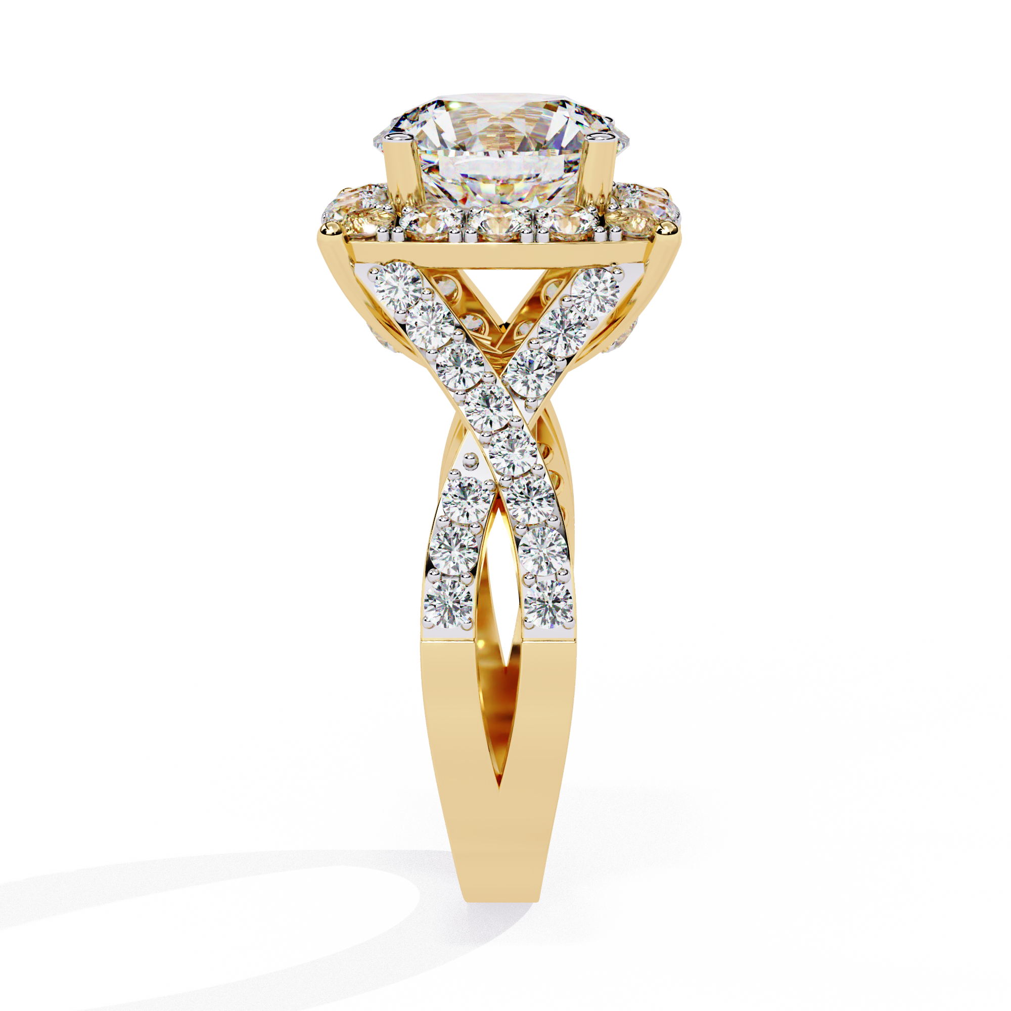 Solitairekart-3.4 CT Lab Grown Cushion Halo Majesty Diamond Ring