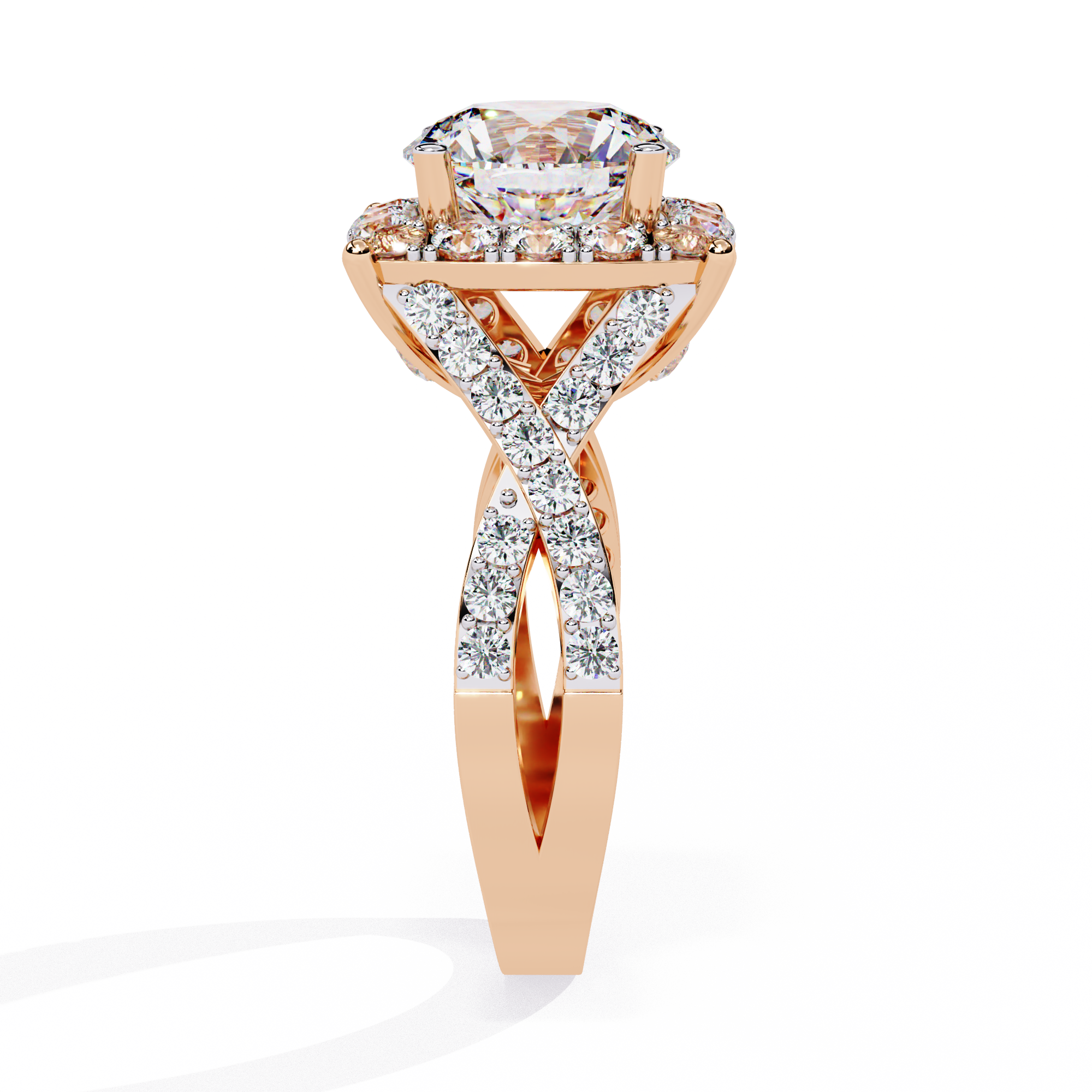 Solitairekart-3.4 CT Lab Grown Cushion Halo Majesty Diamond Ring