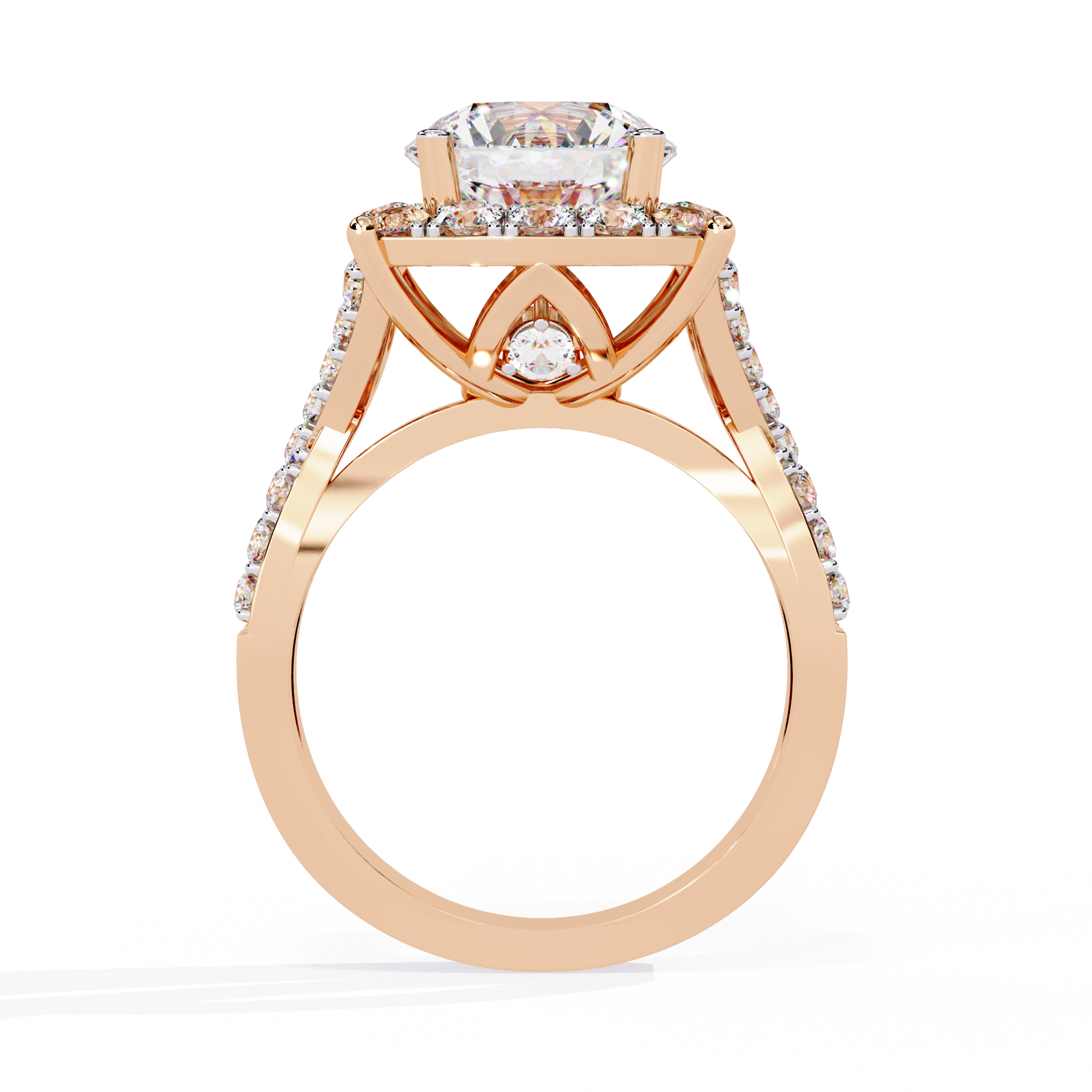 Solitairekart-3.4 CT Lab Grown Cushion Halo Majesty Diamond Ring