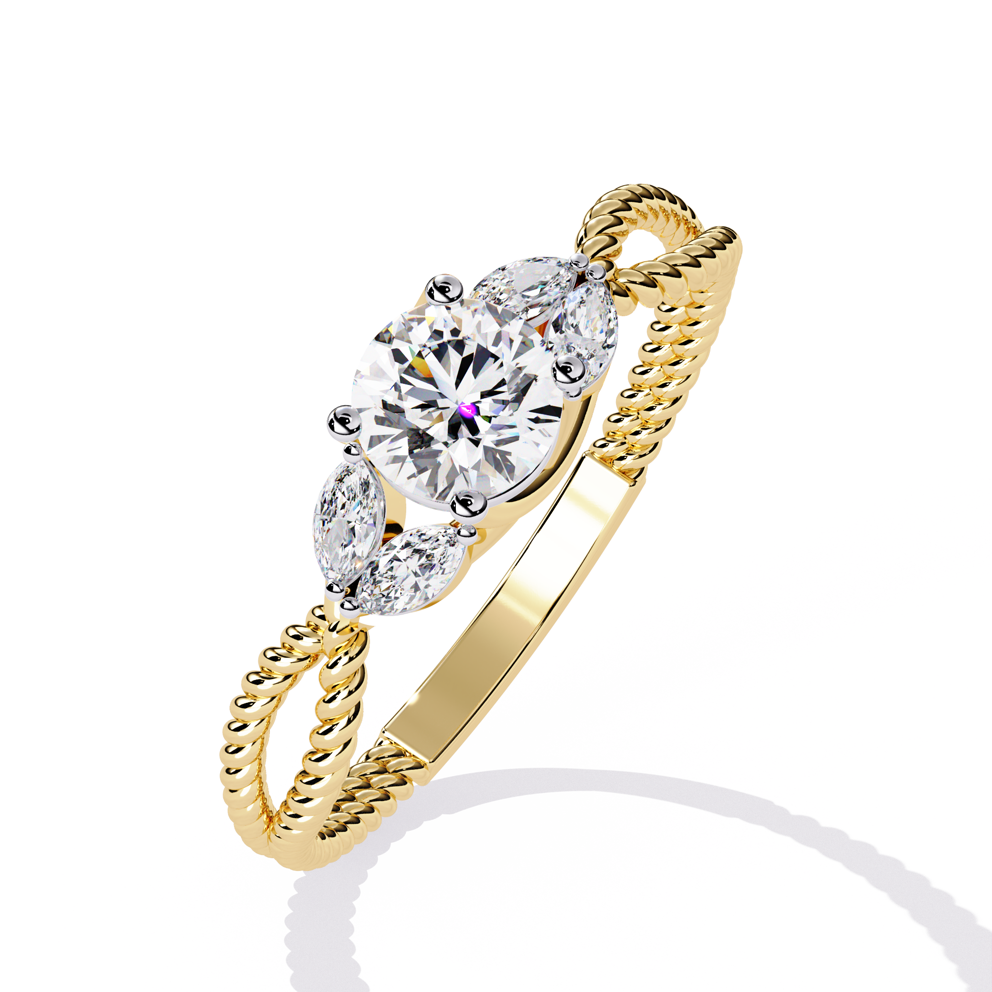 Solitairekart-0.44 CT Lab Grown Diamond Twisted Band Engagement Ring in 14K Gold