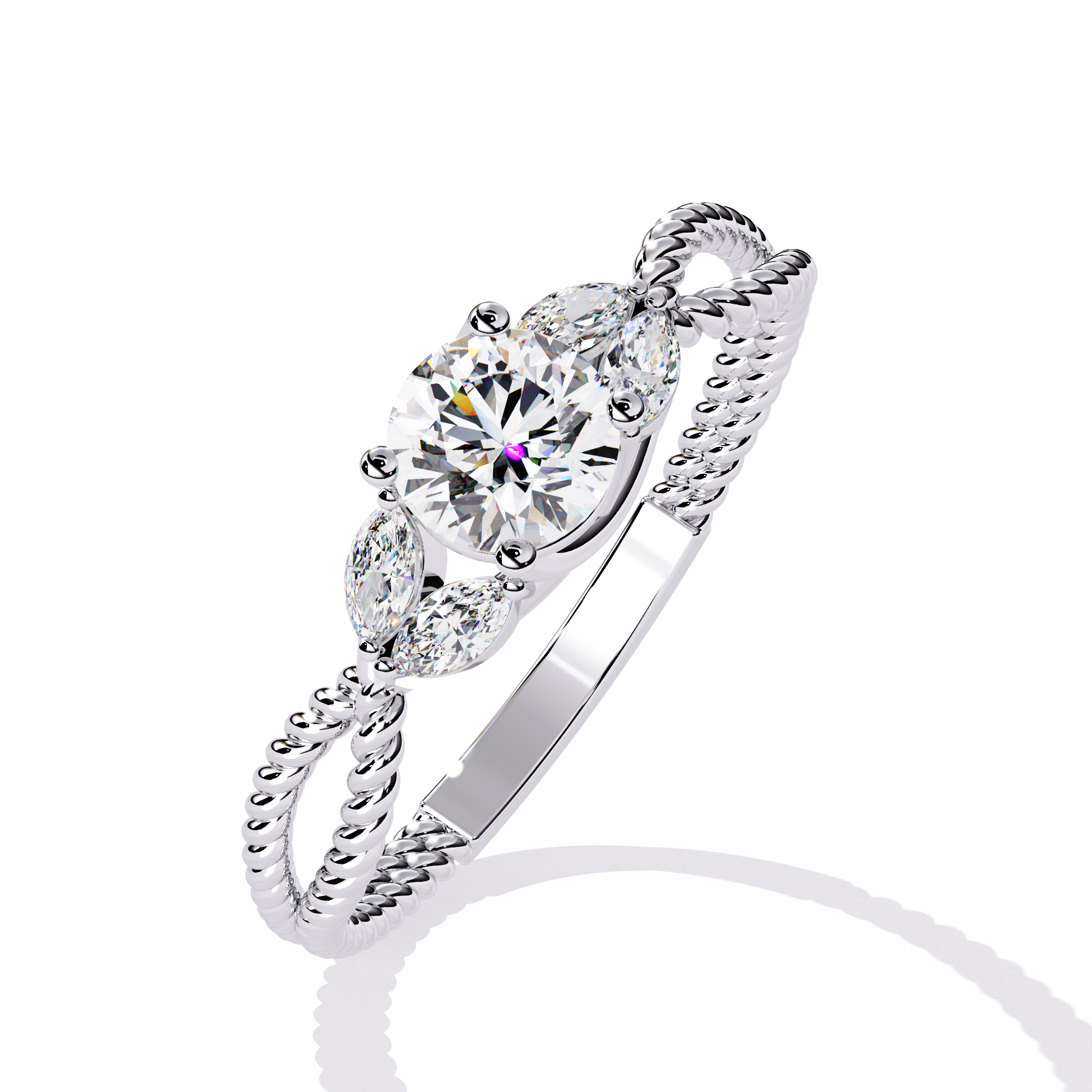 Solitairekart-0.44 CT Lab Grown Diamond Twisted Band Engagement Ring in 14K Gold