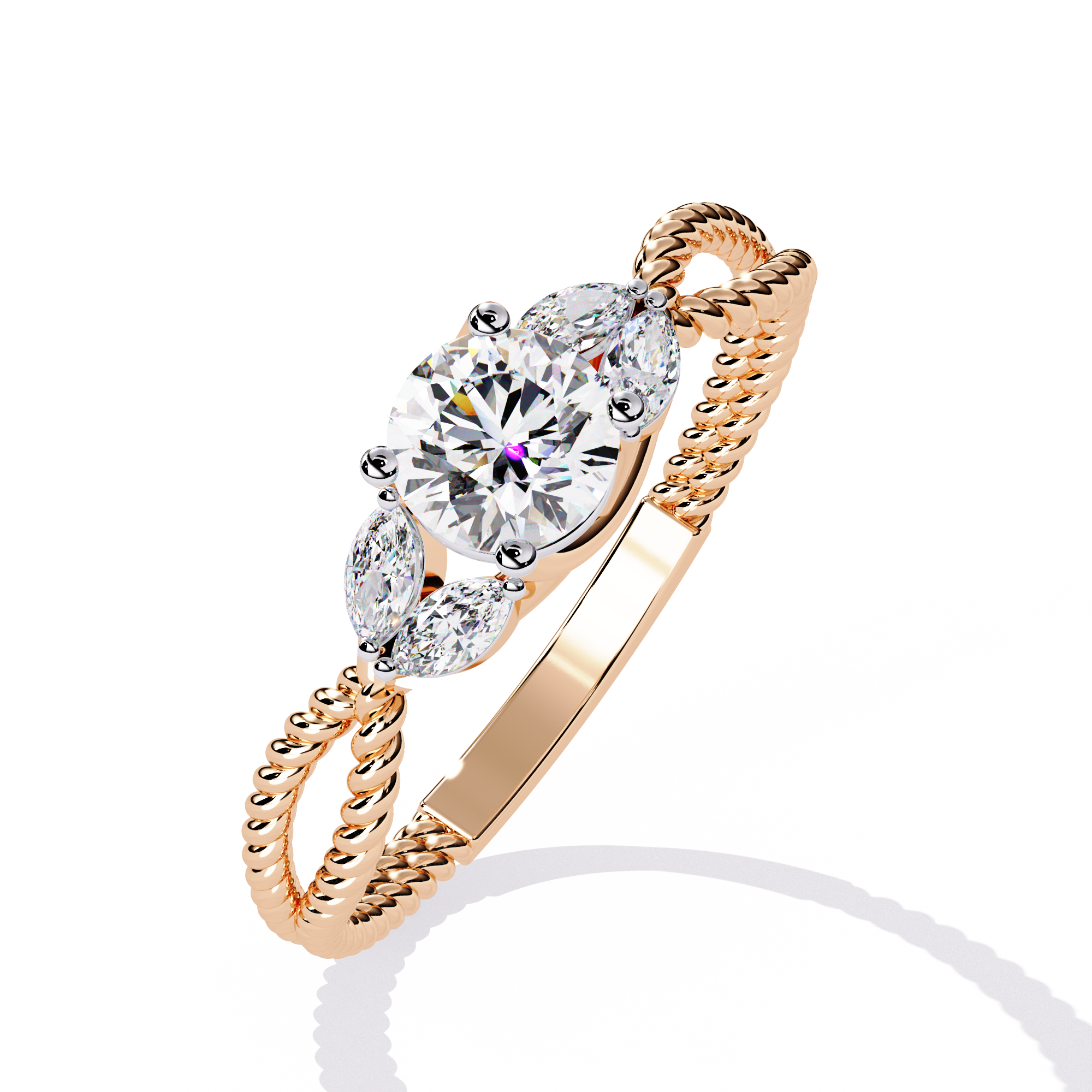 Solitairekart-0.44 CT Lab Grown Diamond Twisted Band Engagement Ring in 14K Gold