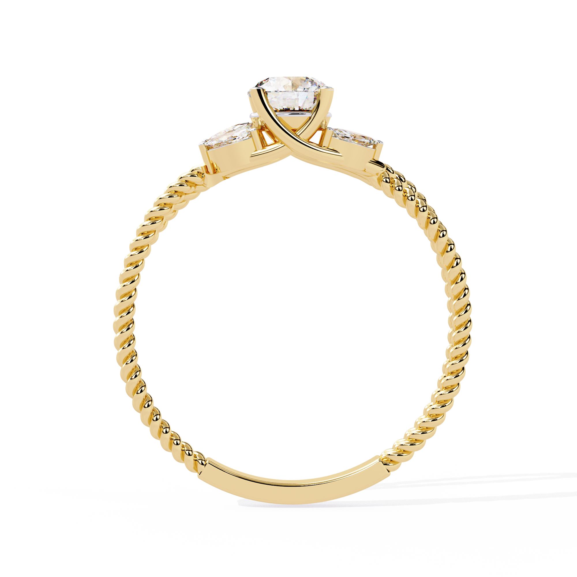 Solitairekart-0.44 CT Lab Grown Diamond Twisted Band Engagement Ring in 14K Gold