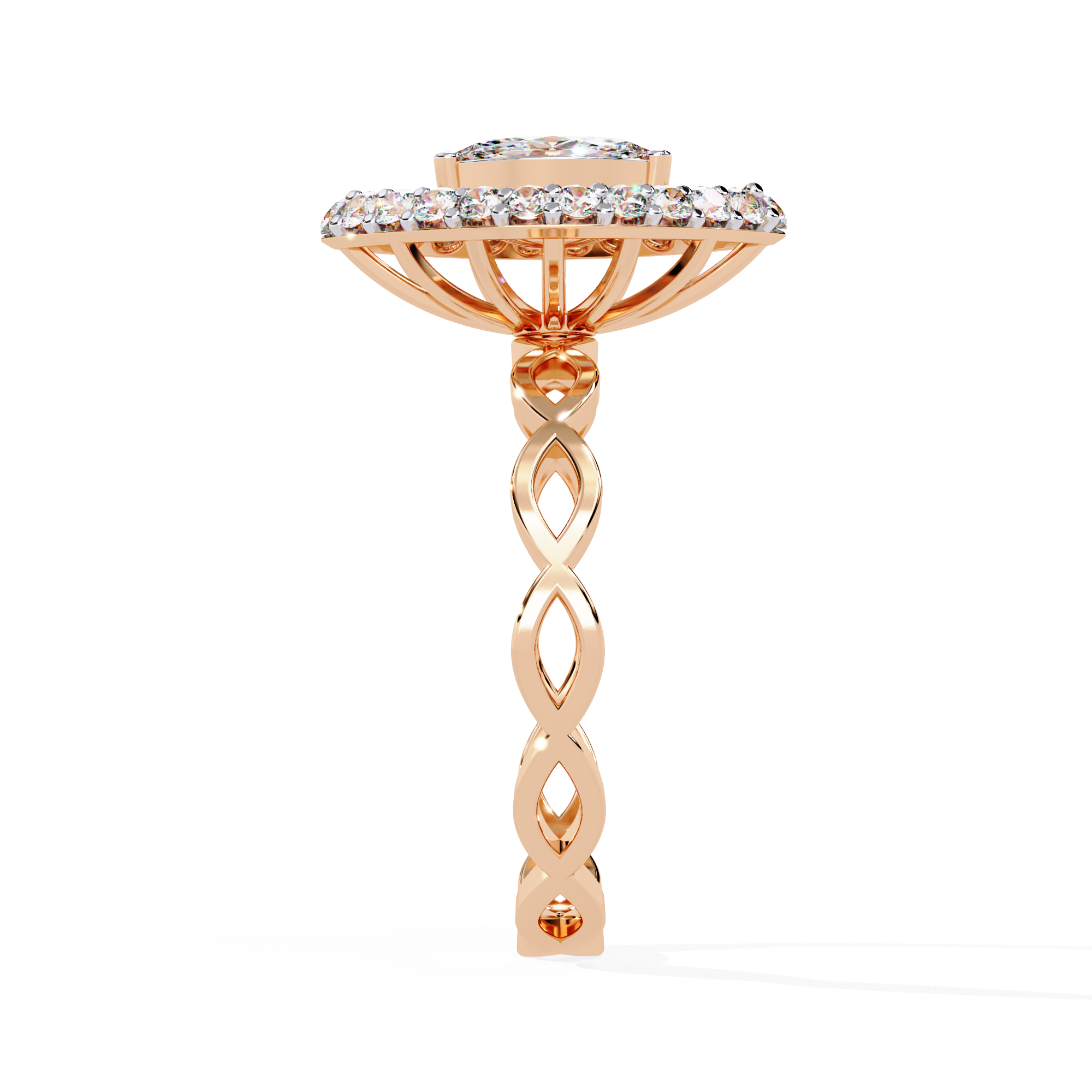 Solitairekart-0.56 CT Lab Grown Diamond Marquise Sunburst Halo Engagement Ring