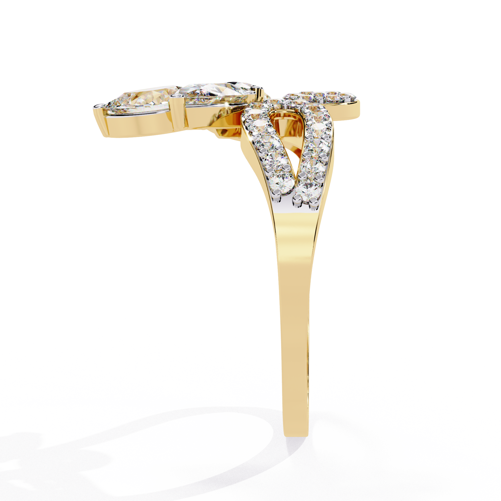 Solitairekart-1.21 CT Lab Grown Diamond Petal Trio Cluster Statement Ring