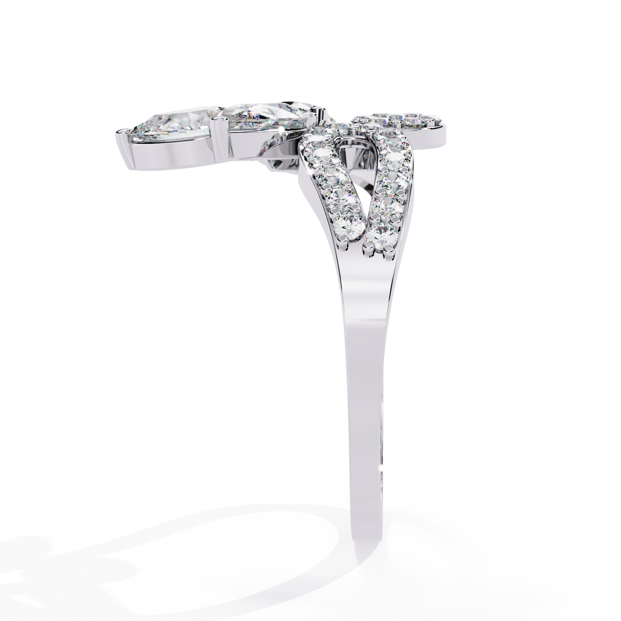 Solitairekart-1.21 CT Lab Grown Diamond Petal Trio Cluster Statement Ring