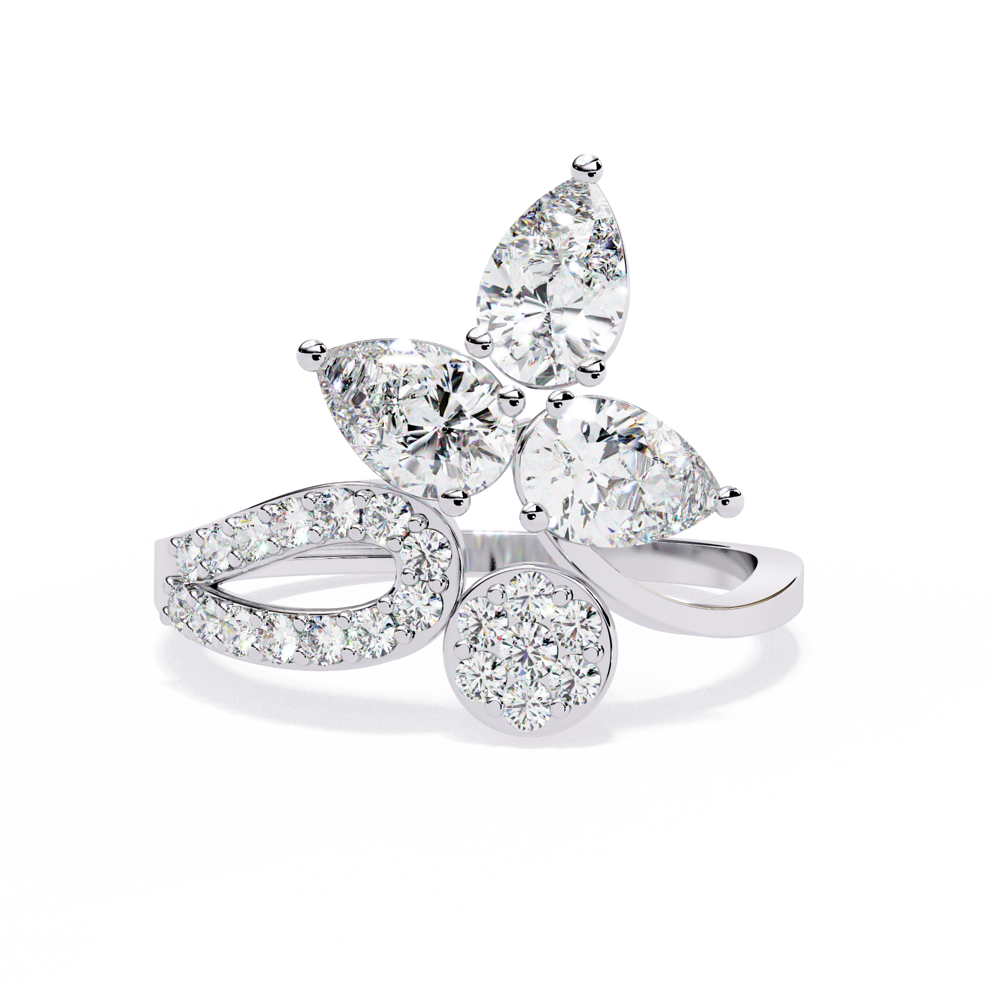 Solitairekart 1.21ct Tear Drop Cluster Ring-HI Color, VS-SI Clarity