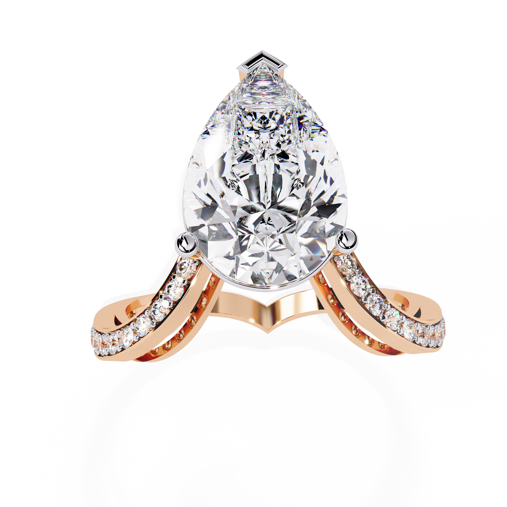 Solitairekart 5ct Natural Diamond Pear Halo Split Shank Ring-H Color, VS1 Clarity