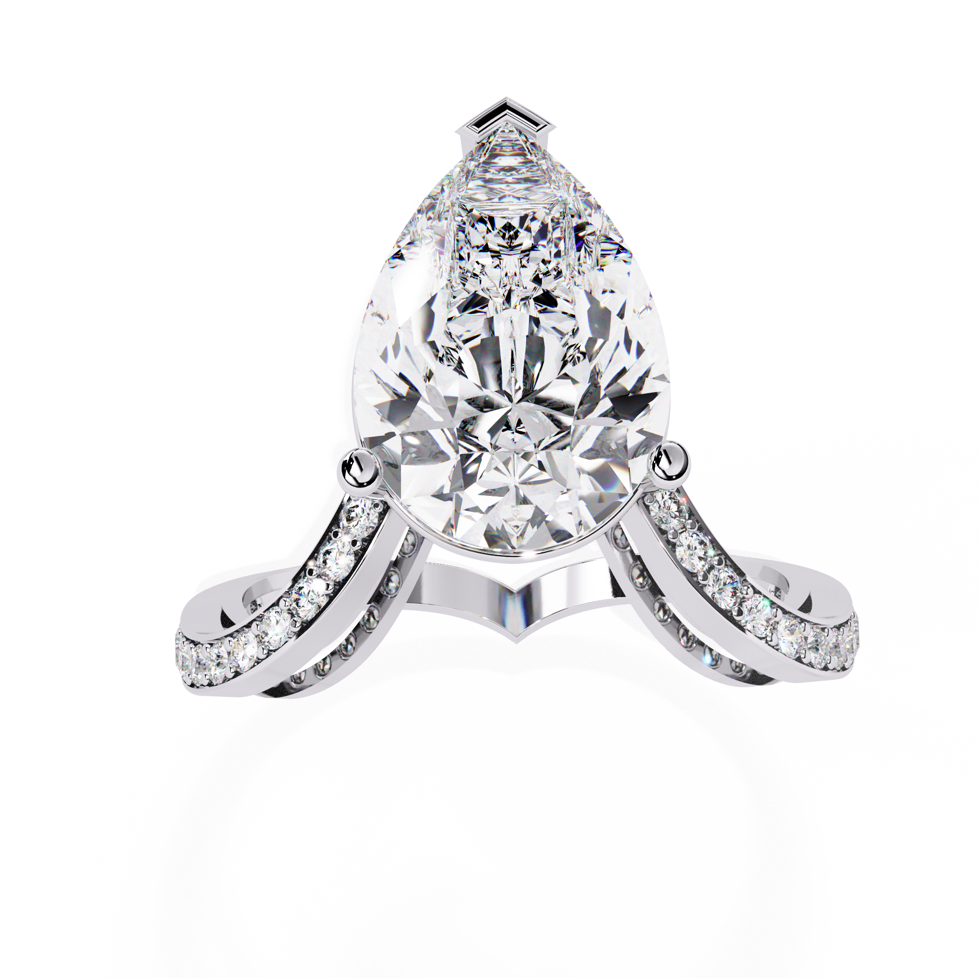 Solitairekart 5ct Natural Diamond Pear Halo Split Shank Ring-H Color, VS1 Clarity