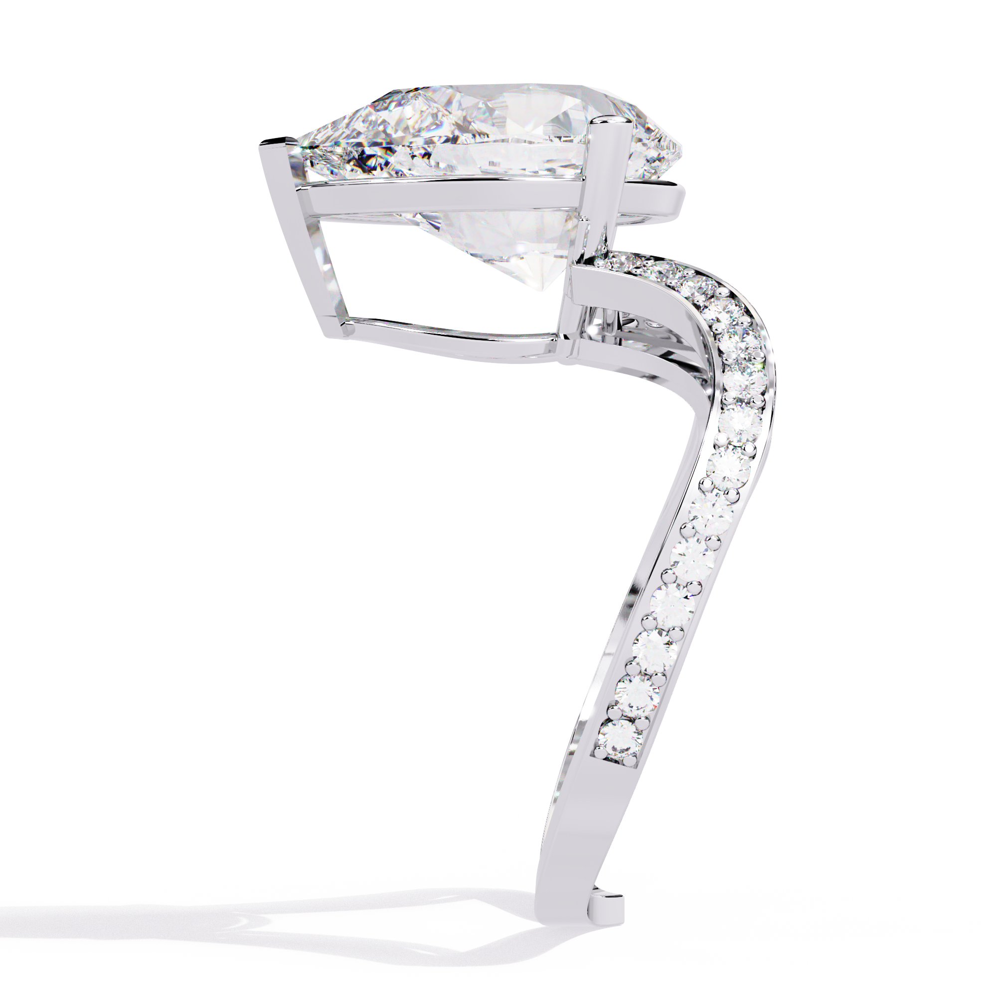 Solitairekart-5 CT Lab Grown Diamond Pear Twist Solitaire Ring