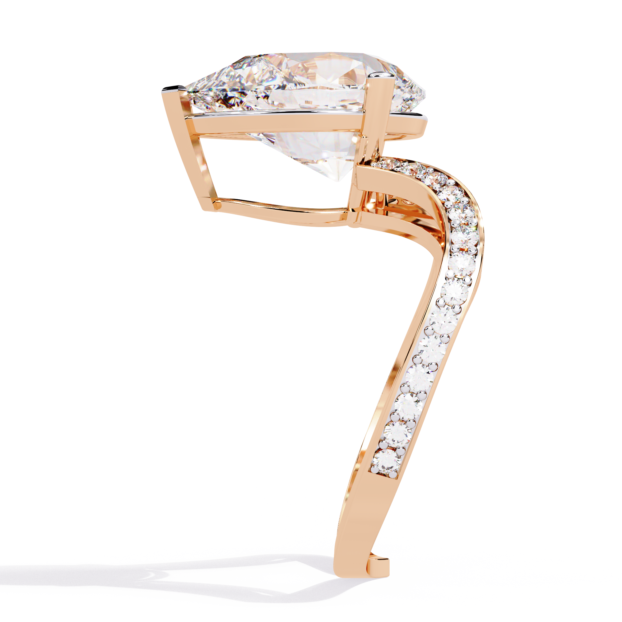 Solitairekart 5ct Natural Diamond Pear Halo Split Shank Ring-H Color, VS1 Clarity