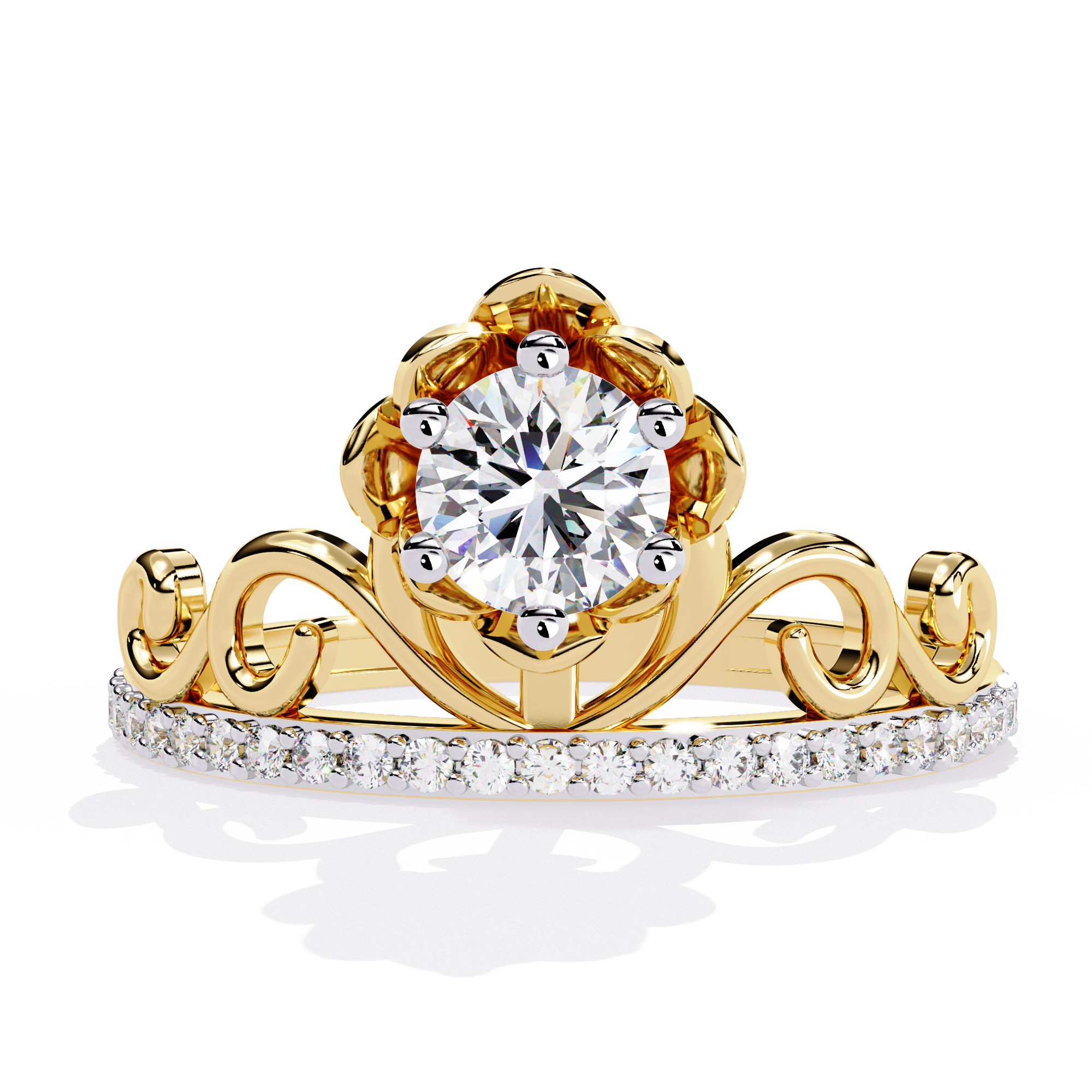 Solitairekart 0.56ct Natural Diamond Floral Crown Ring-HI Color, VS-SI Clarity