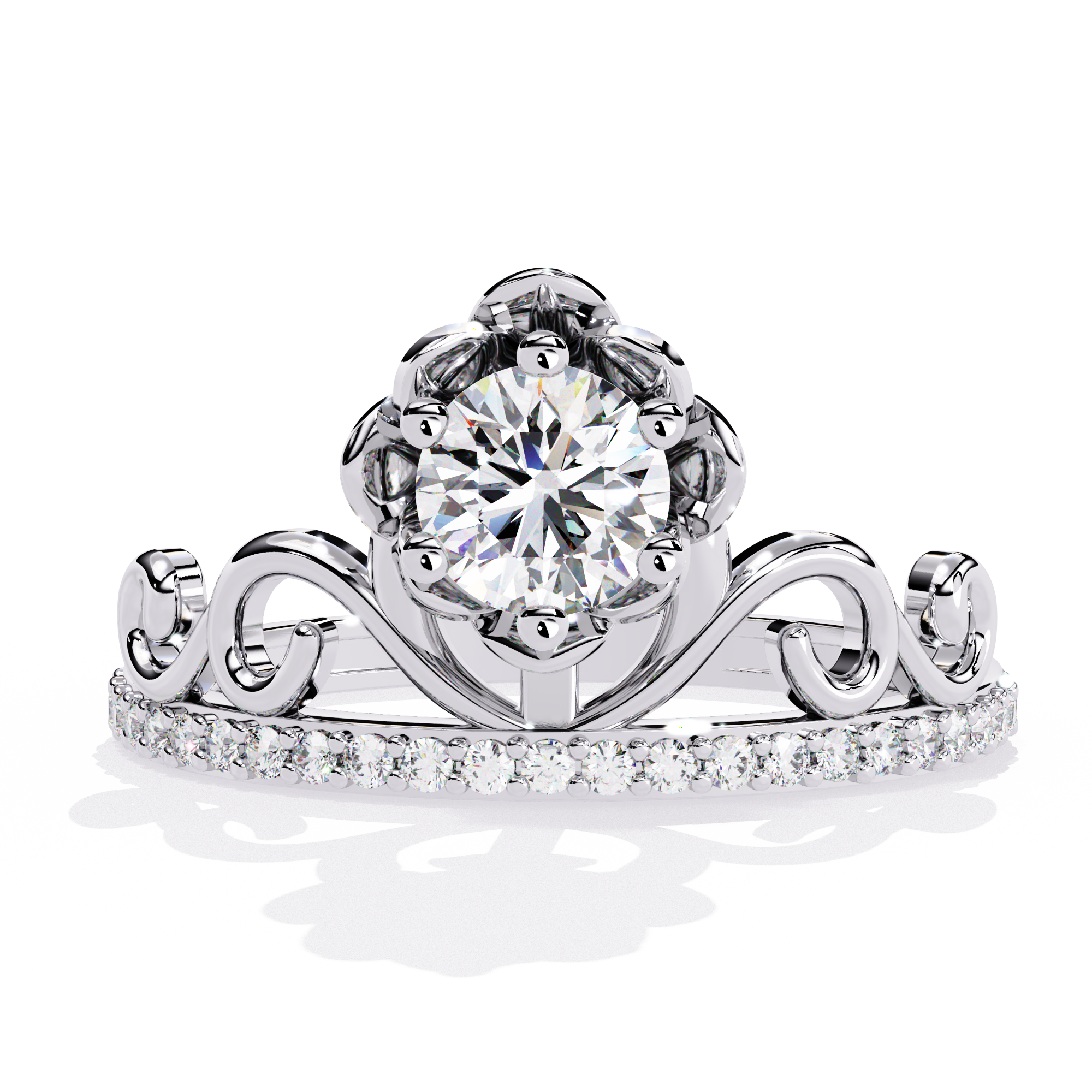 Solitairekart -0.56 CT Lab Grown Diamond Floral Crown Ring