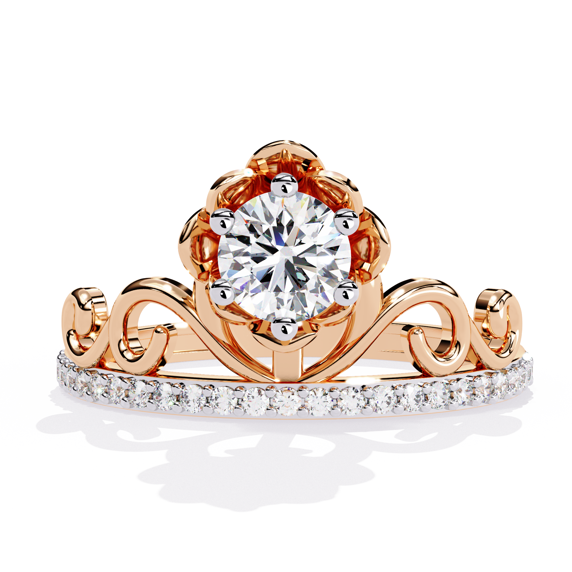 Solitairekart 0.56ct Natural Diamond Floral Crown Ring-HI Color, VS-SI Clarity