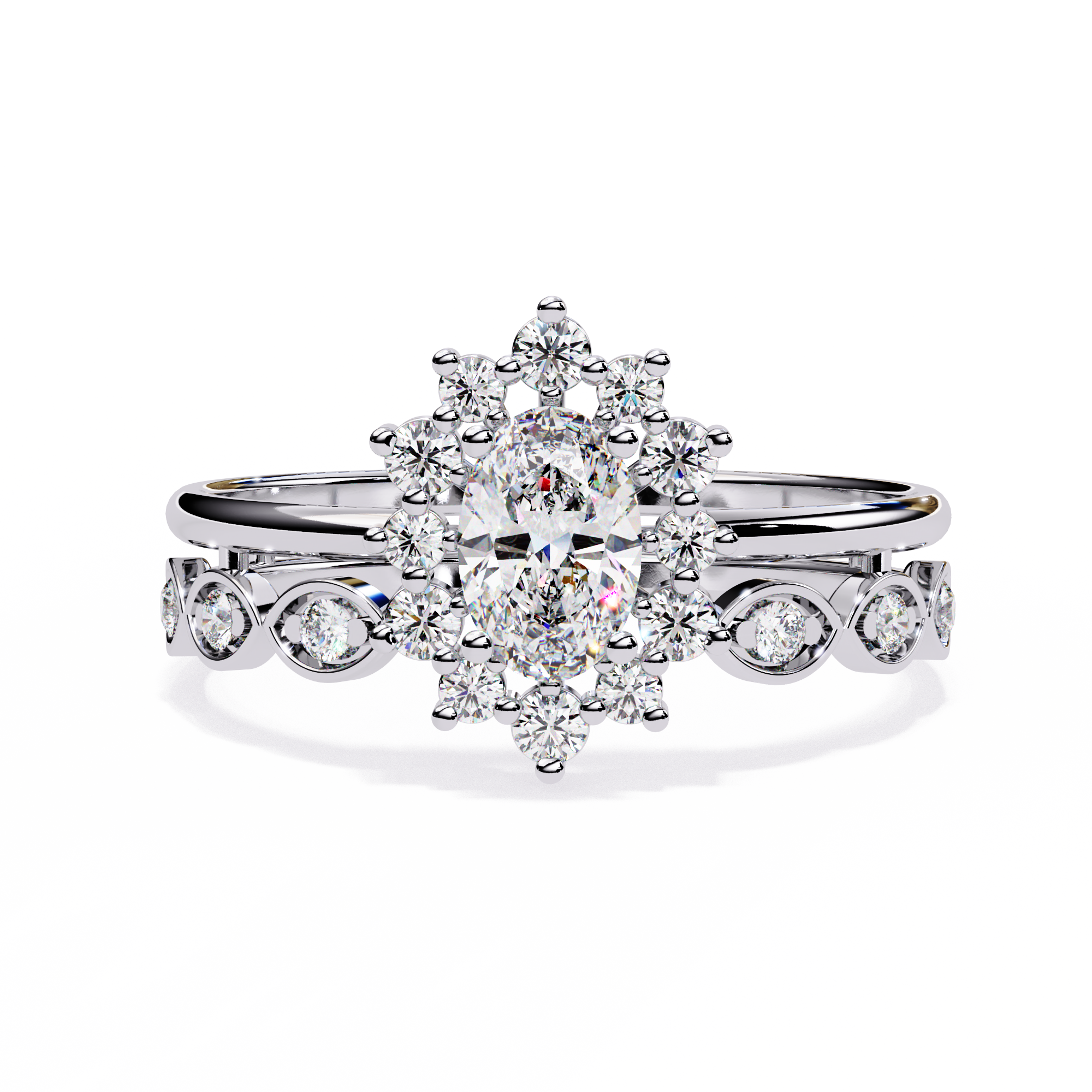 Solitairekart-0.59 CT Lab Grown Diamond Oval Halo Ring