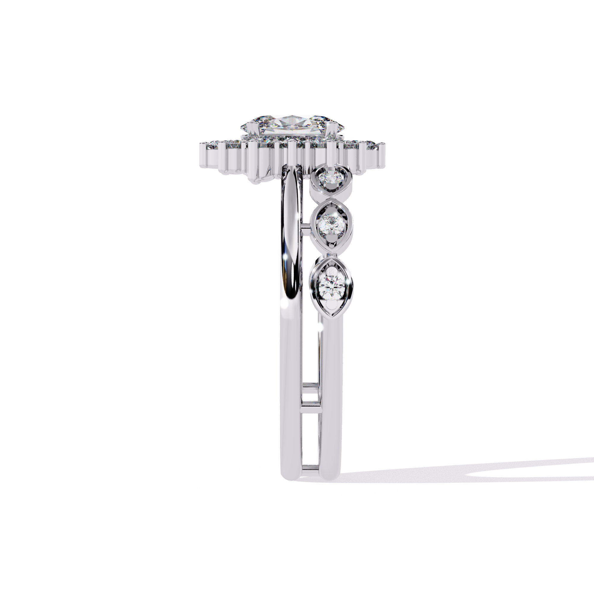 Solitairekart-0.59 CT Lab Grown Diamond Oval Halo Ring