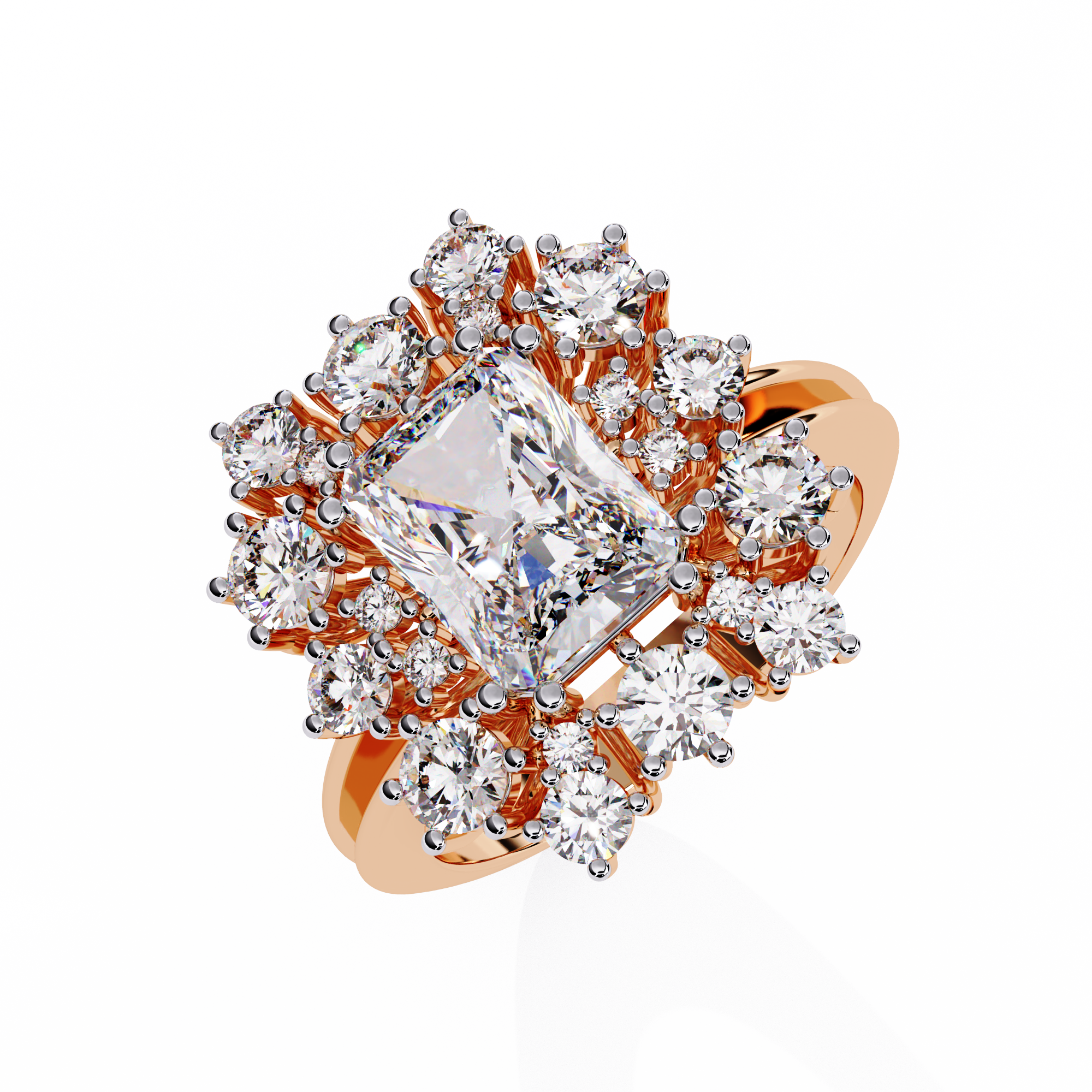 Solitairekart 4.46ct Radiant Halo Cluster Natural Diamond Ring-H Color, VS1 Clarity