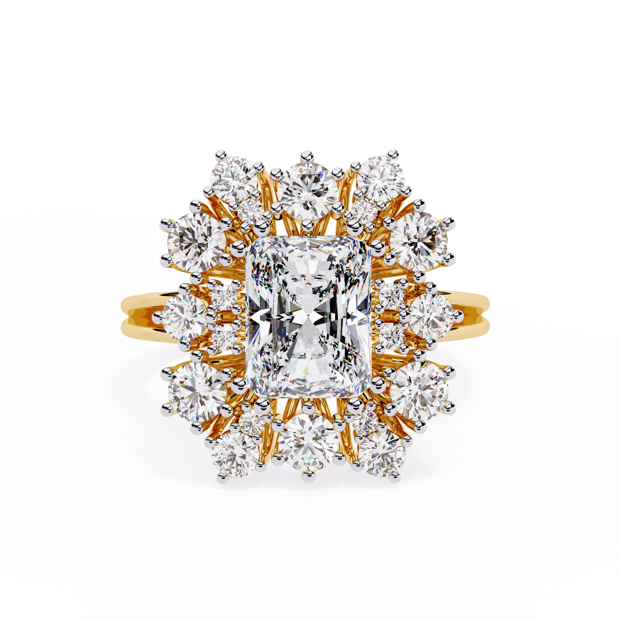Solitairekart - 4.46 Ct Lab Grown Diamond Halo Ring in 14K Yellow Gold