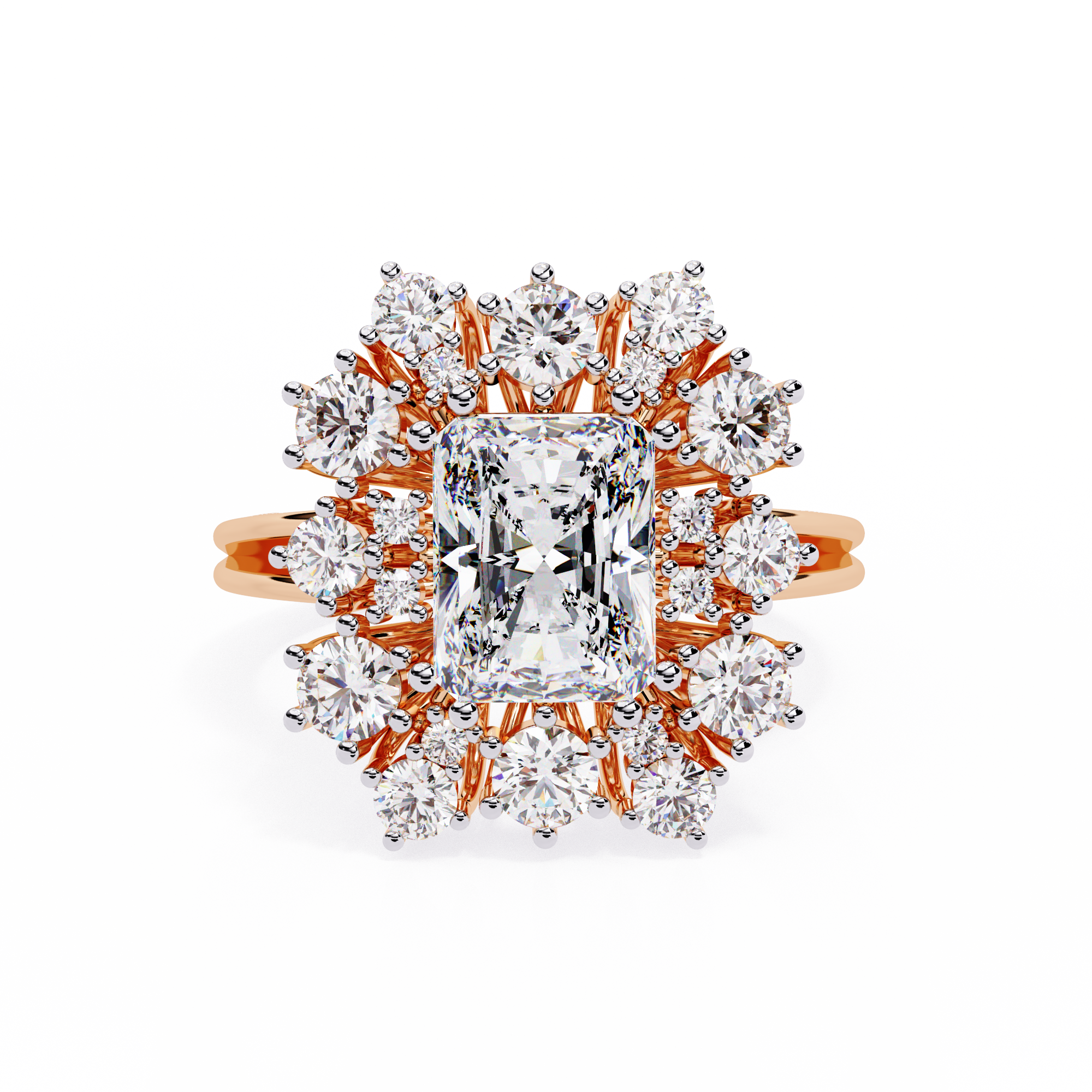 Solitairekart 4.46ct Radiant Halo Cluster Natural Diamond Ring-H Color, VS1 Clarity