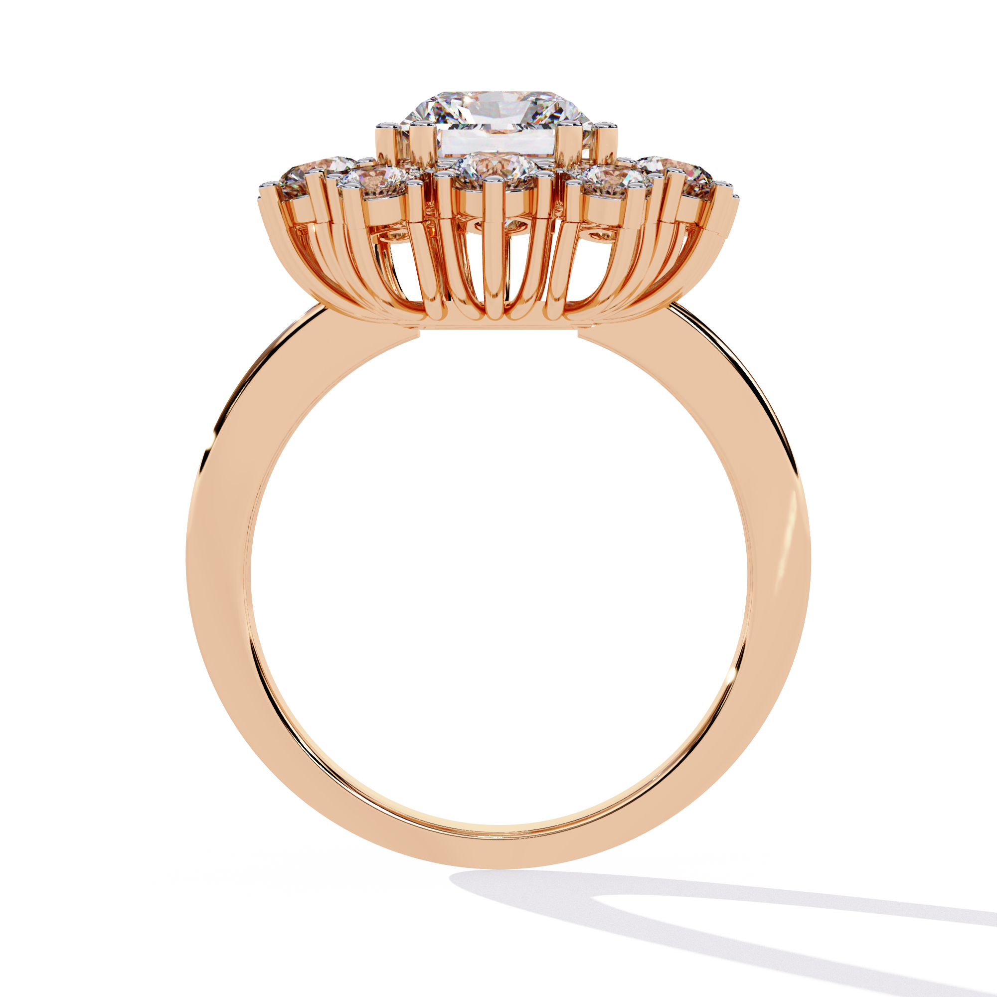 Solitairekart - 4.46 Ct Lab Grown Diamond Halo Ring in 14K Yellow Gold