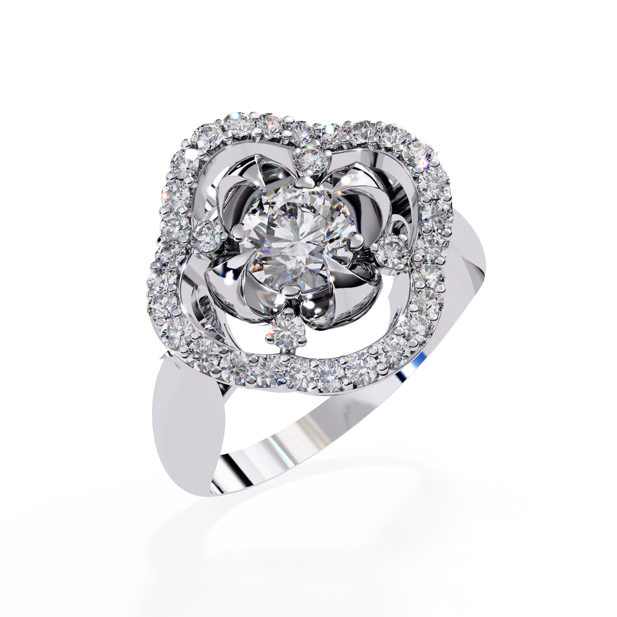 Solitairekart 0.81ct Floral Halo Diamond Ring-HI Color, VS-SI Clarity