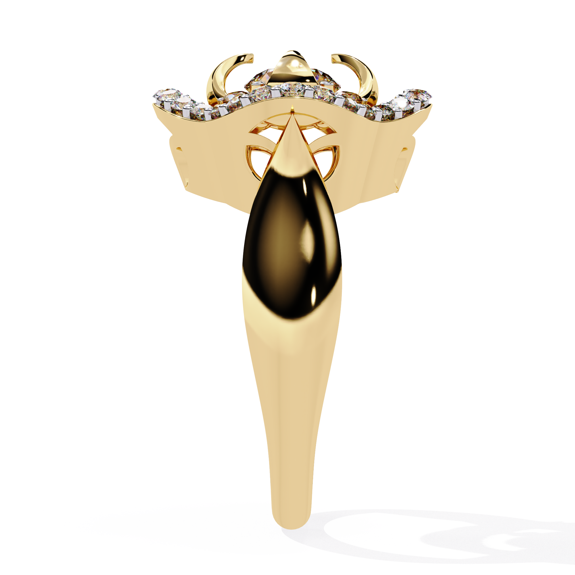 Solitairekart – 0.81 ct Lab Grown Diamond Floral Halo Ring – 14K Yellow Gold