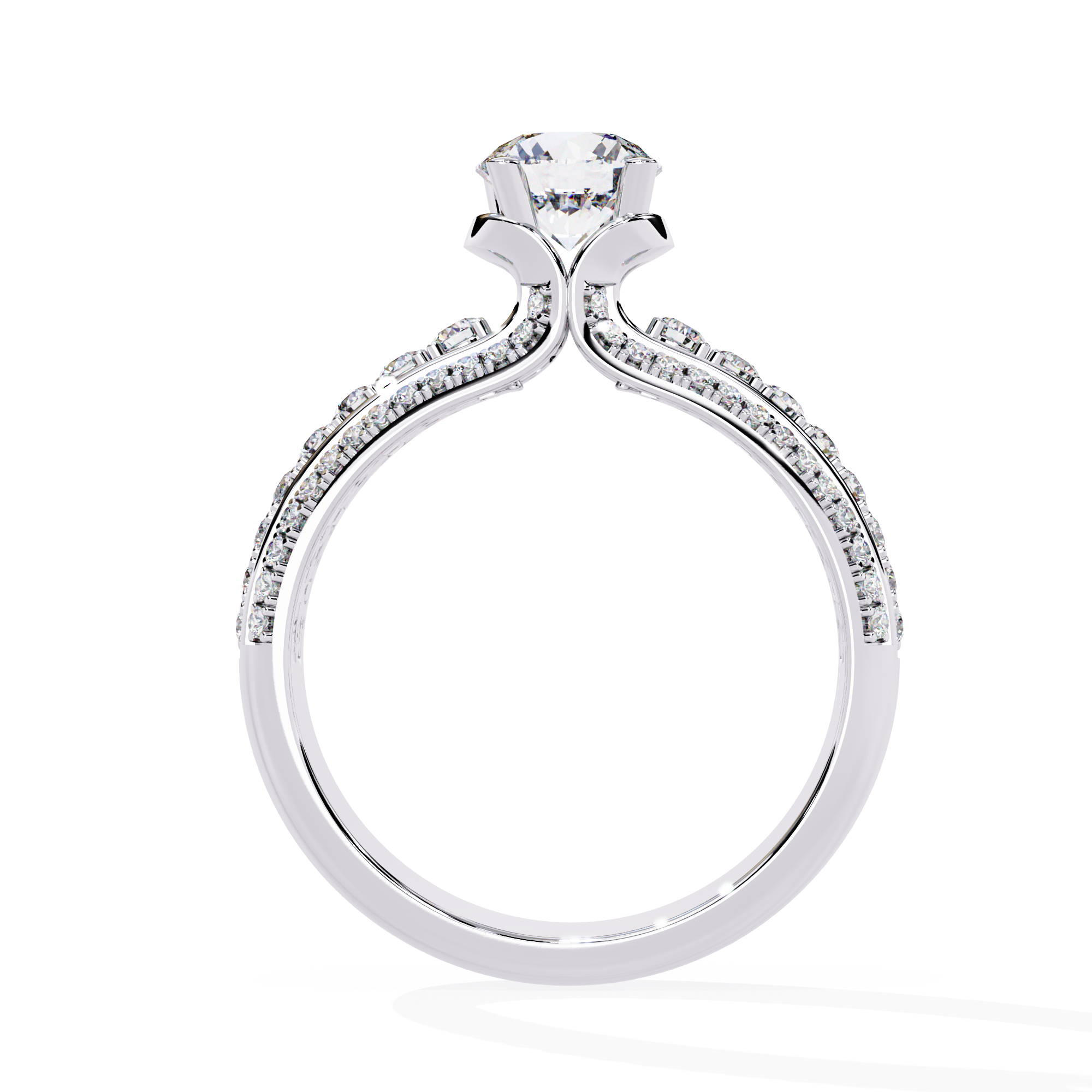 Solitairekart 1.23ct Round Brilliant Cut with Double Pave Diamond Band-H Color, VS1 Clarity