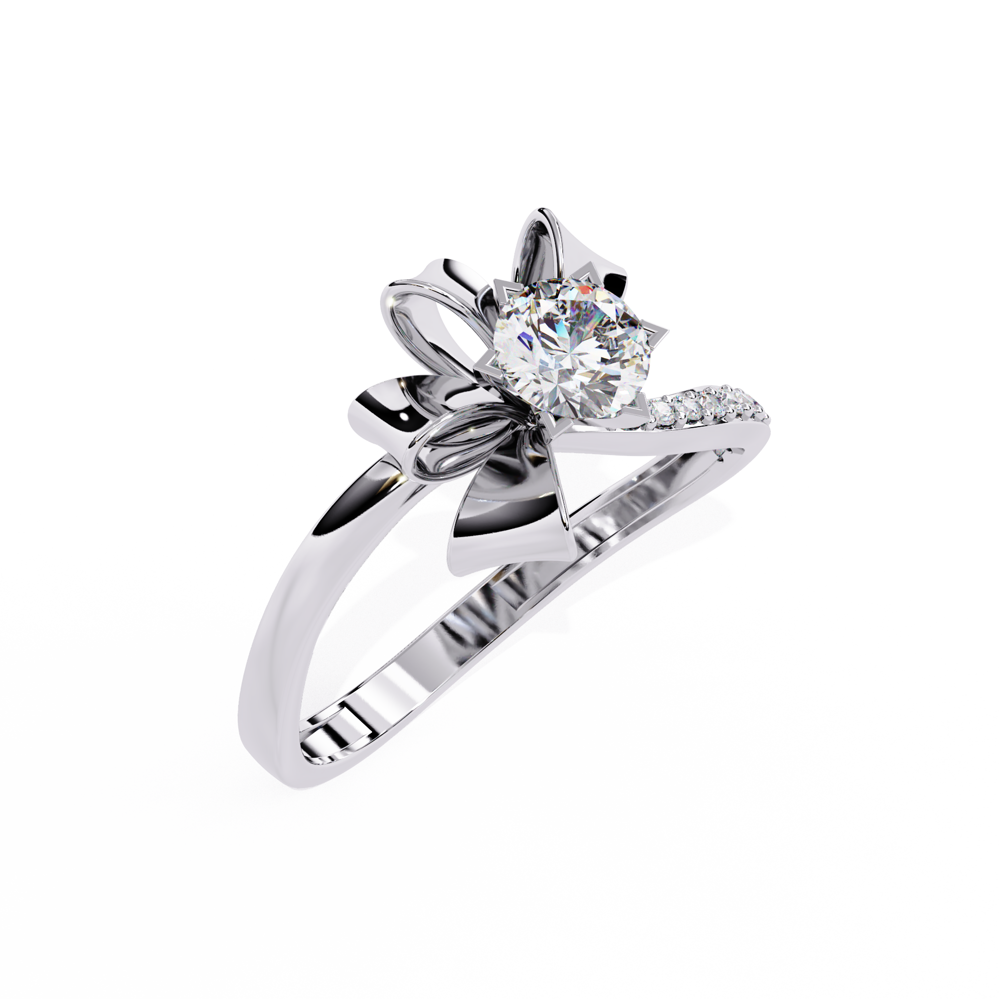 Solitairekart 0.5 ct Floral Bow Lab Grown Diamond Ring – 14K Gold