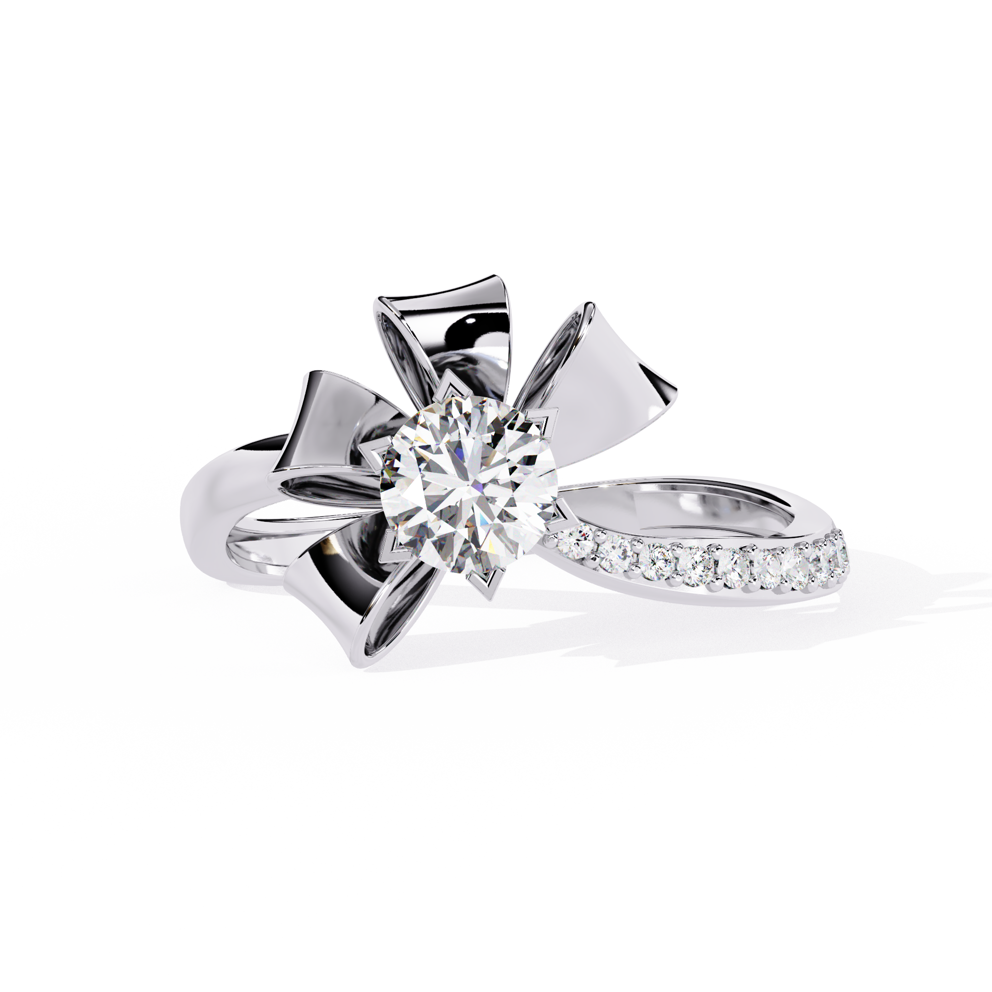 Solitairekart 0.50ct Ribbon Bow Diamond Ring-HI Color, VS-SI Clarity