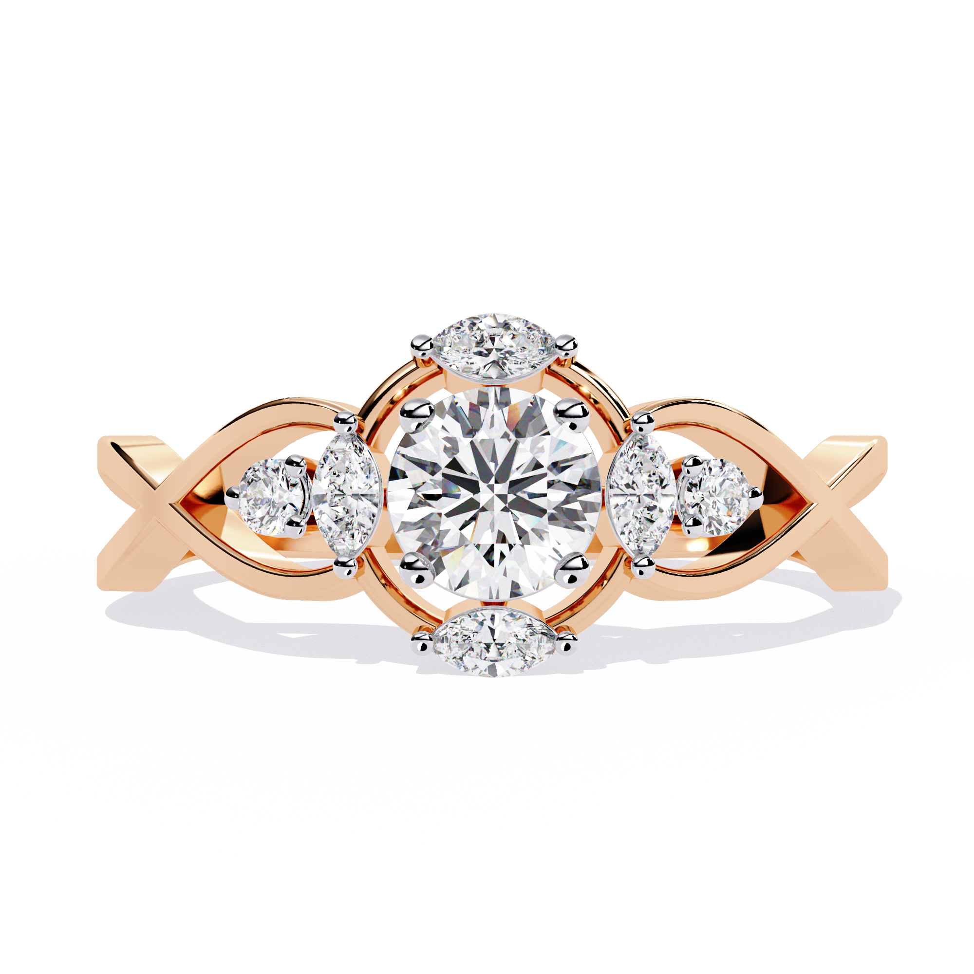 Solitairekart 0.46ct Lab Grown Diamond Multi-Stone Ring, 14k Yellow Gold