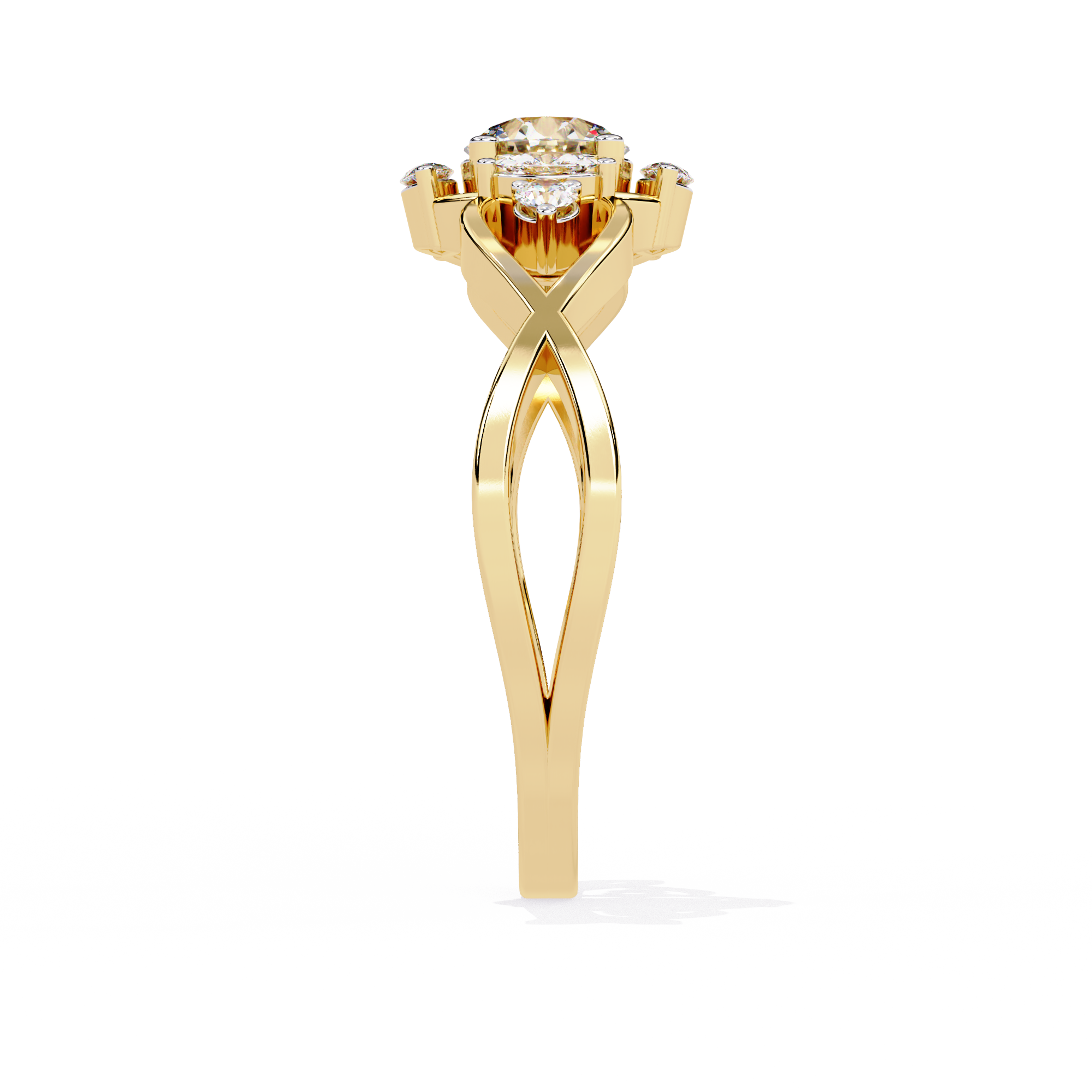 Solitairekart 0.46ct Lab Grown Diamond Multi-Stone Ring, 14k Yellow Gold