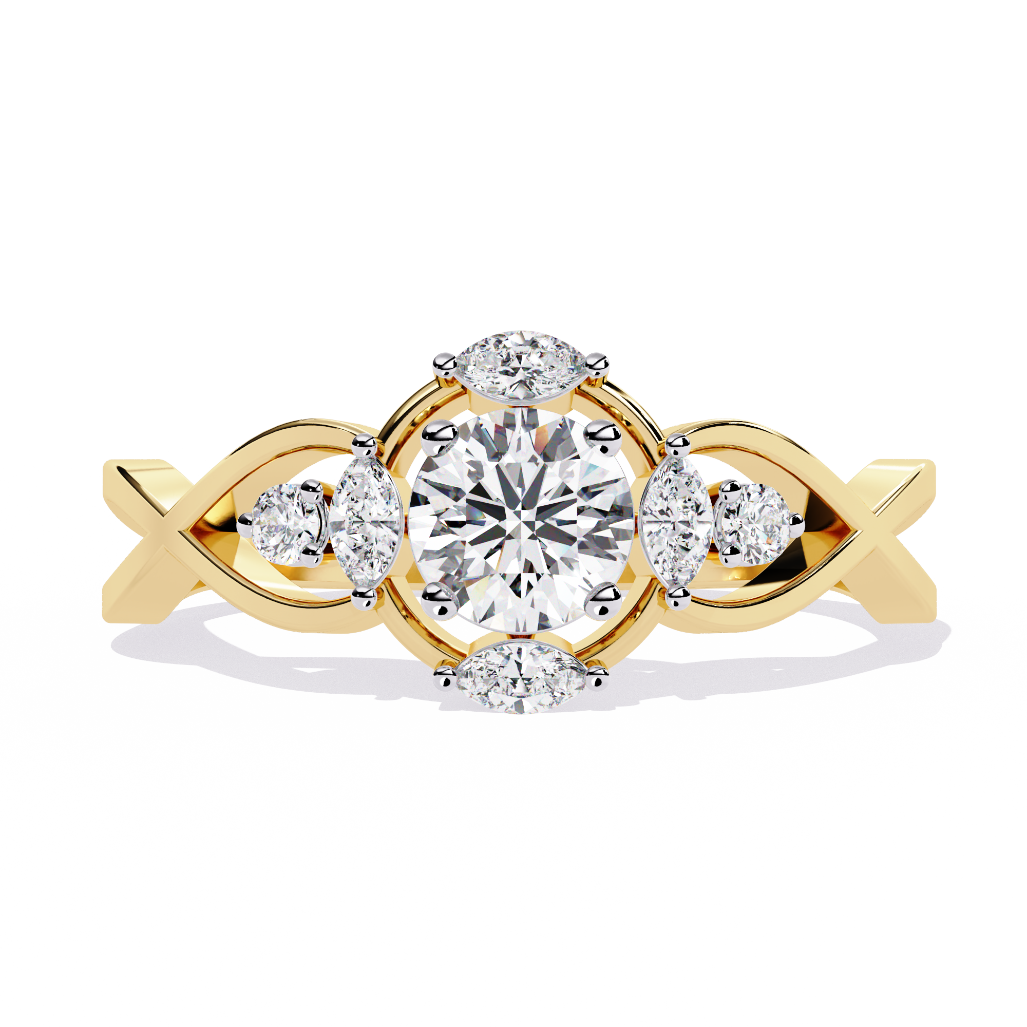 Solitairekart 0.46ct Lab Grown Diamond Multi-Stone Ring, 14k Yellow Gold