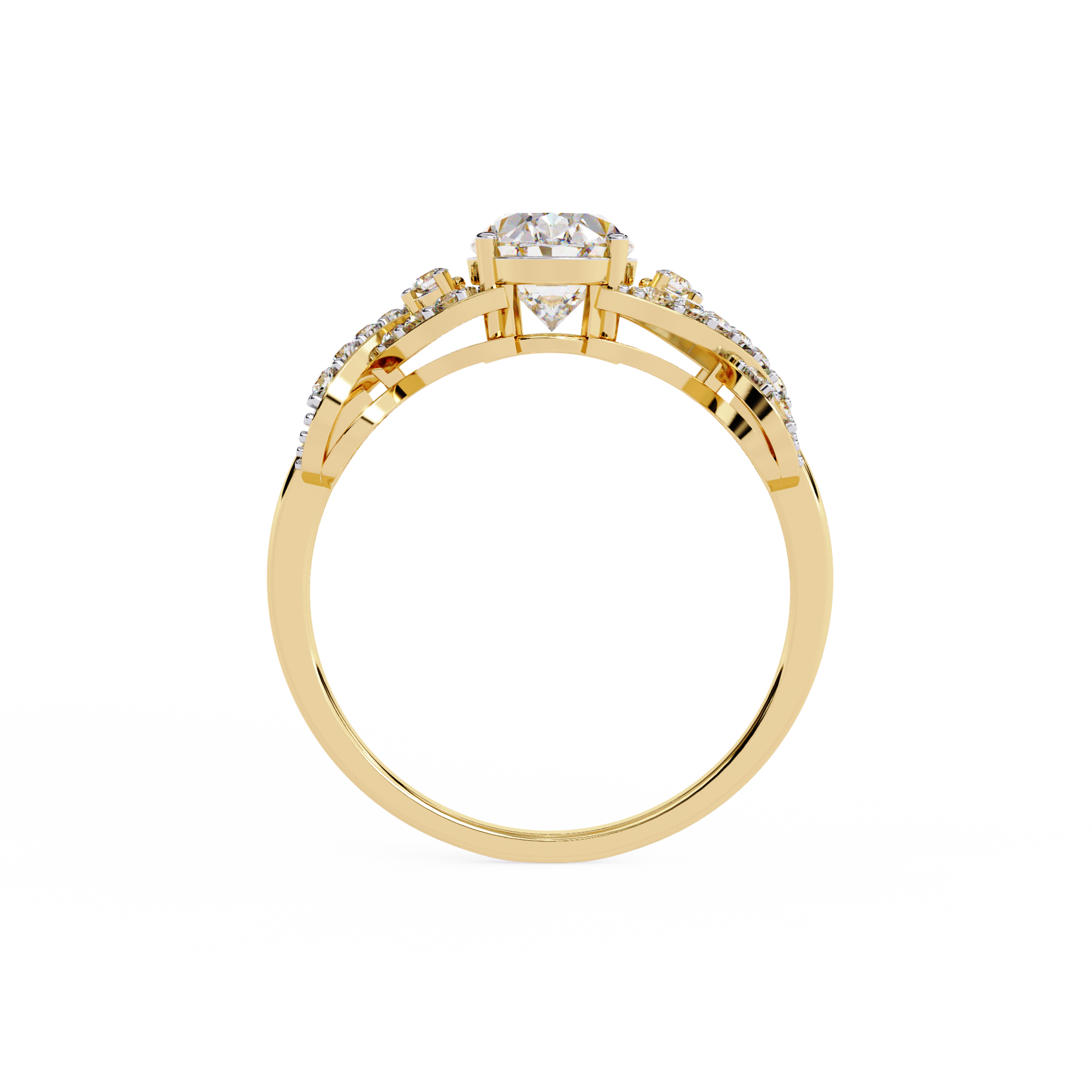 1.8 CT Pave Lab Grown Yellow Gold Ring | Solitairekart