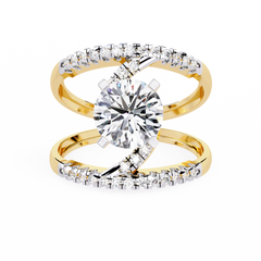 Solitairekart - 2.38 Ct Pave 14K Yellow Gold Lab Grown Ring