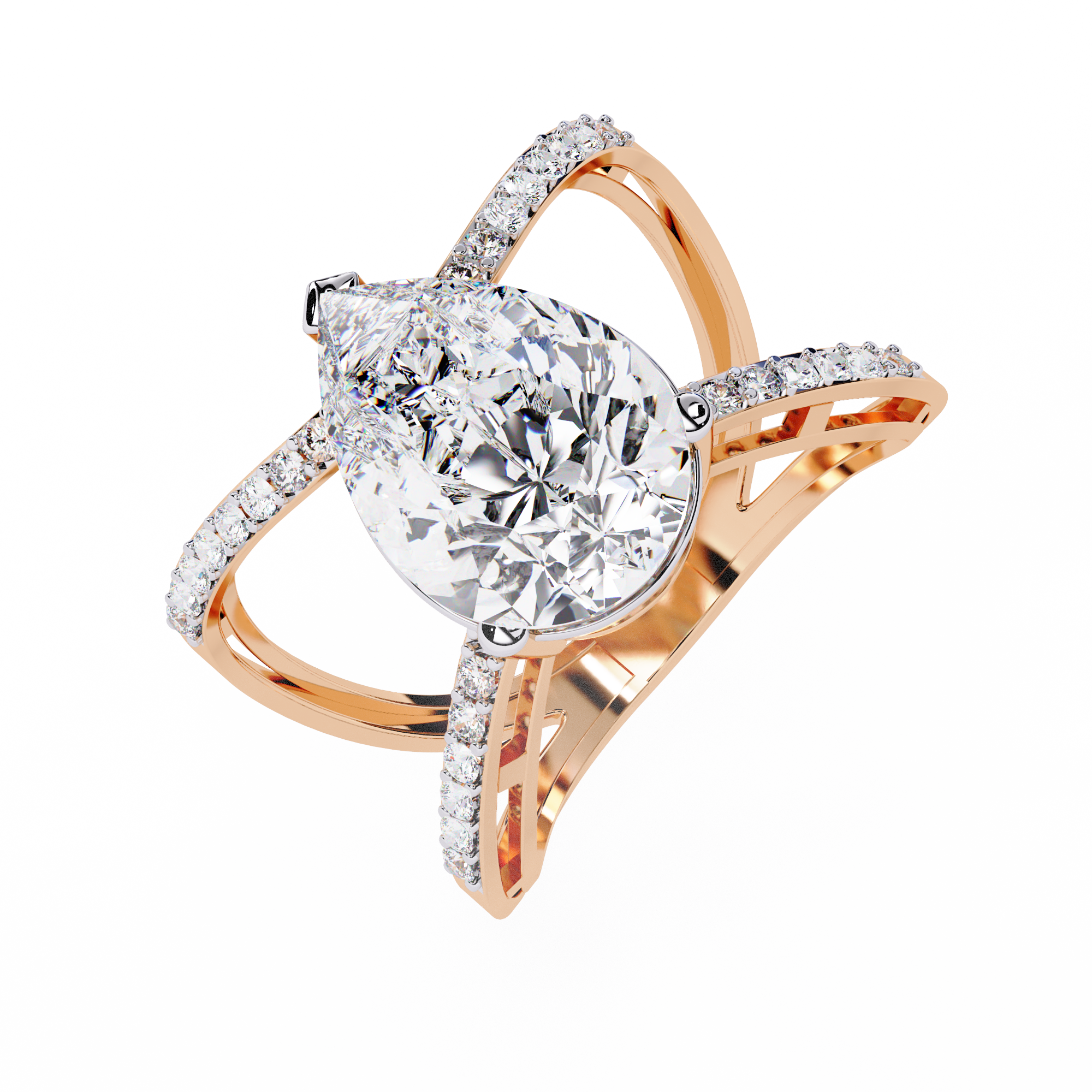 Solitairekart 4.62ct Ribbon Pear Natural Diamond Ring-H Color, VS1 Clarity