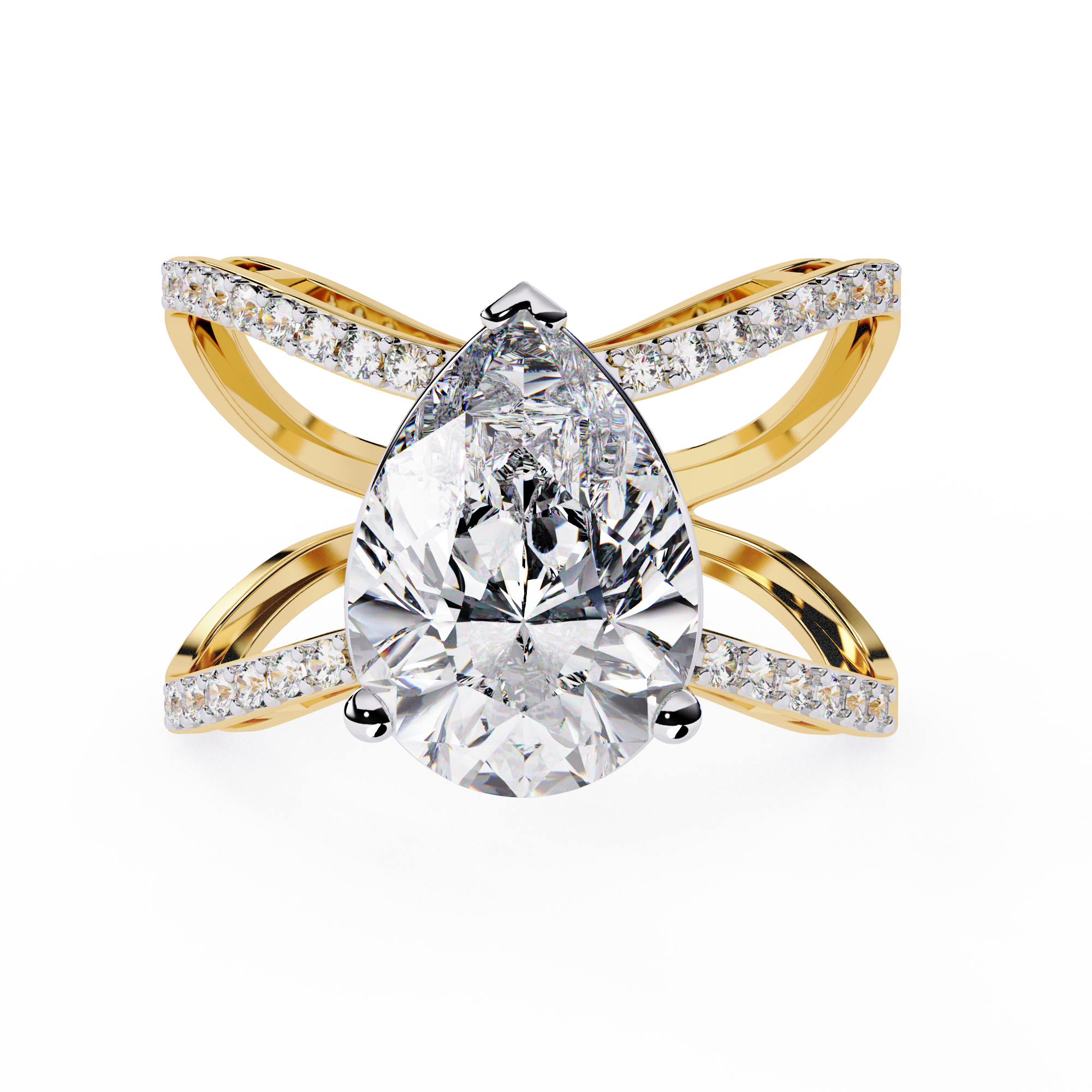 4.62 CT Twisted Lab Grown Diamond Ring – 14K Yellow Gold