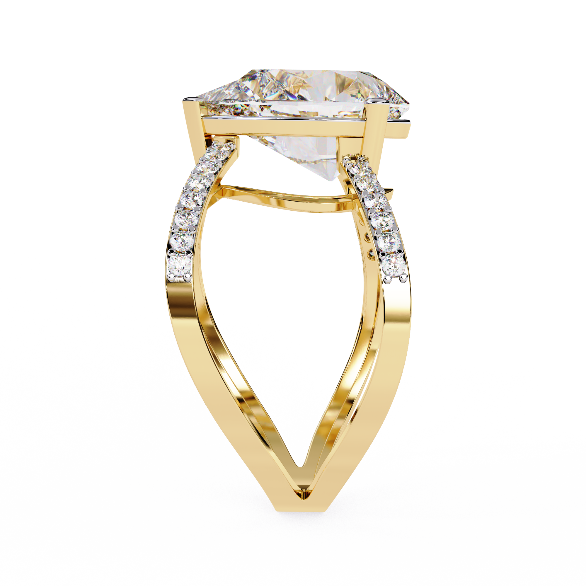 4.62 CT Twisted Lab Grown Diamond Ring – 14K Yellow Gold