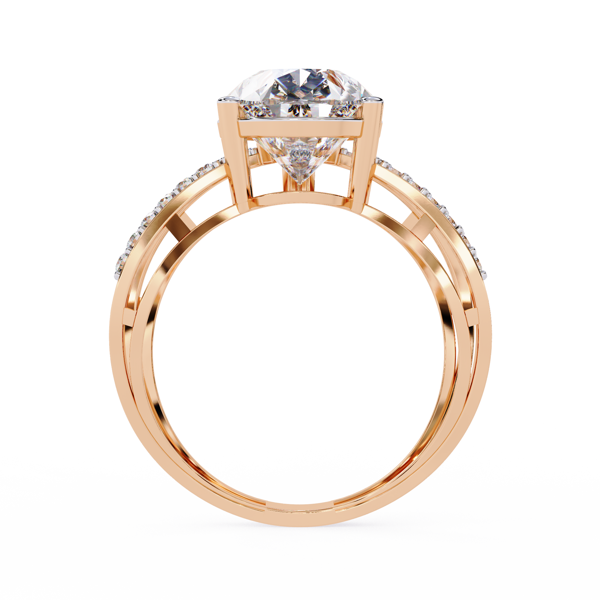 4.62 CT Twisted Lab Grown Diamond Ring – 14K Yellow Gold